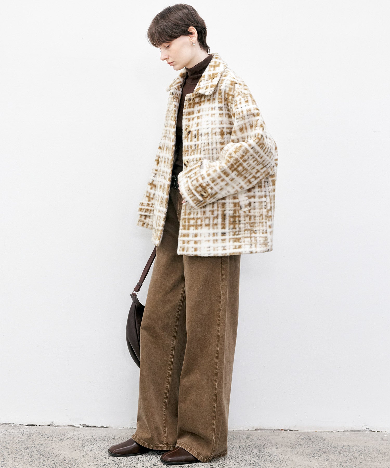 Basic Narrow Straight Brown Denim Pants
