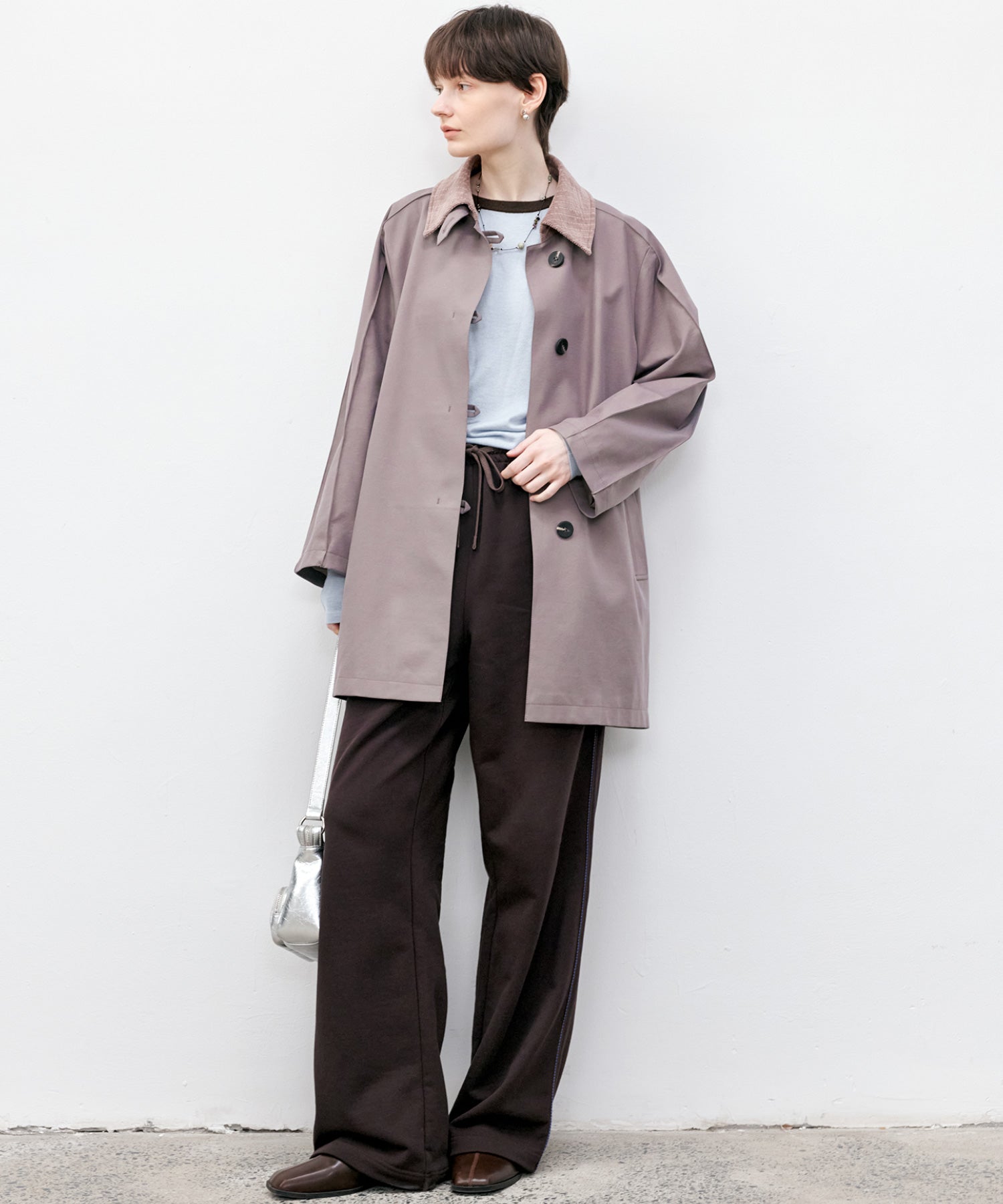 Oversized Corduroy Color-Block Long Coat