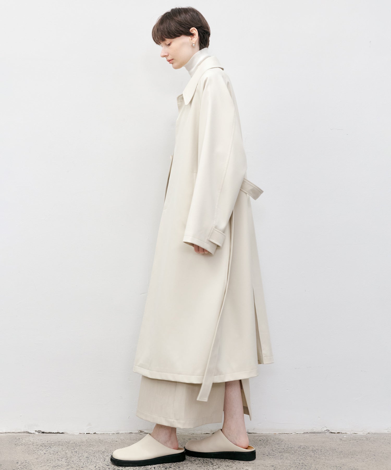 Clean-Cut Longline Coat with Belt – Easy Care Design