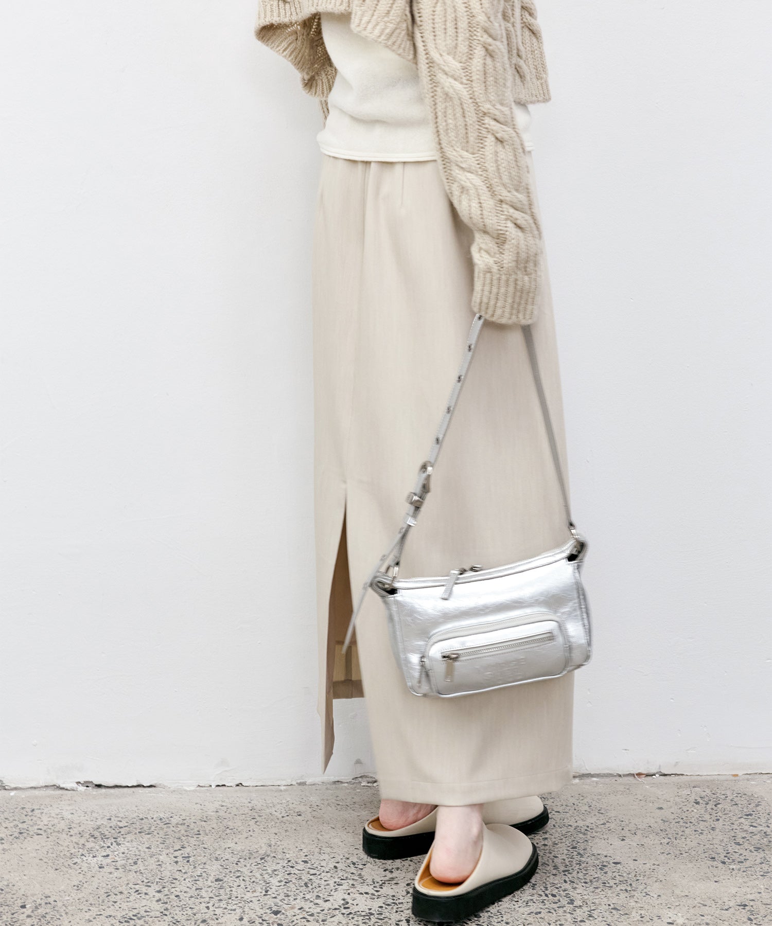 Back-slit maxi skirt