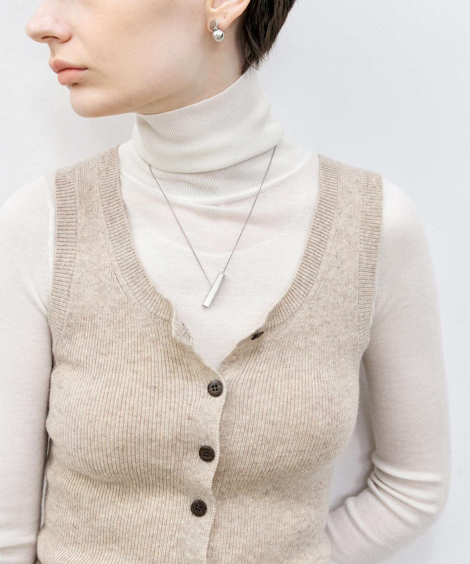 Front Button Soft Wool-Blend Knit Vest
