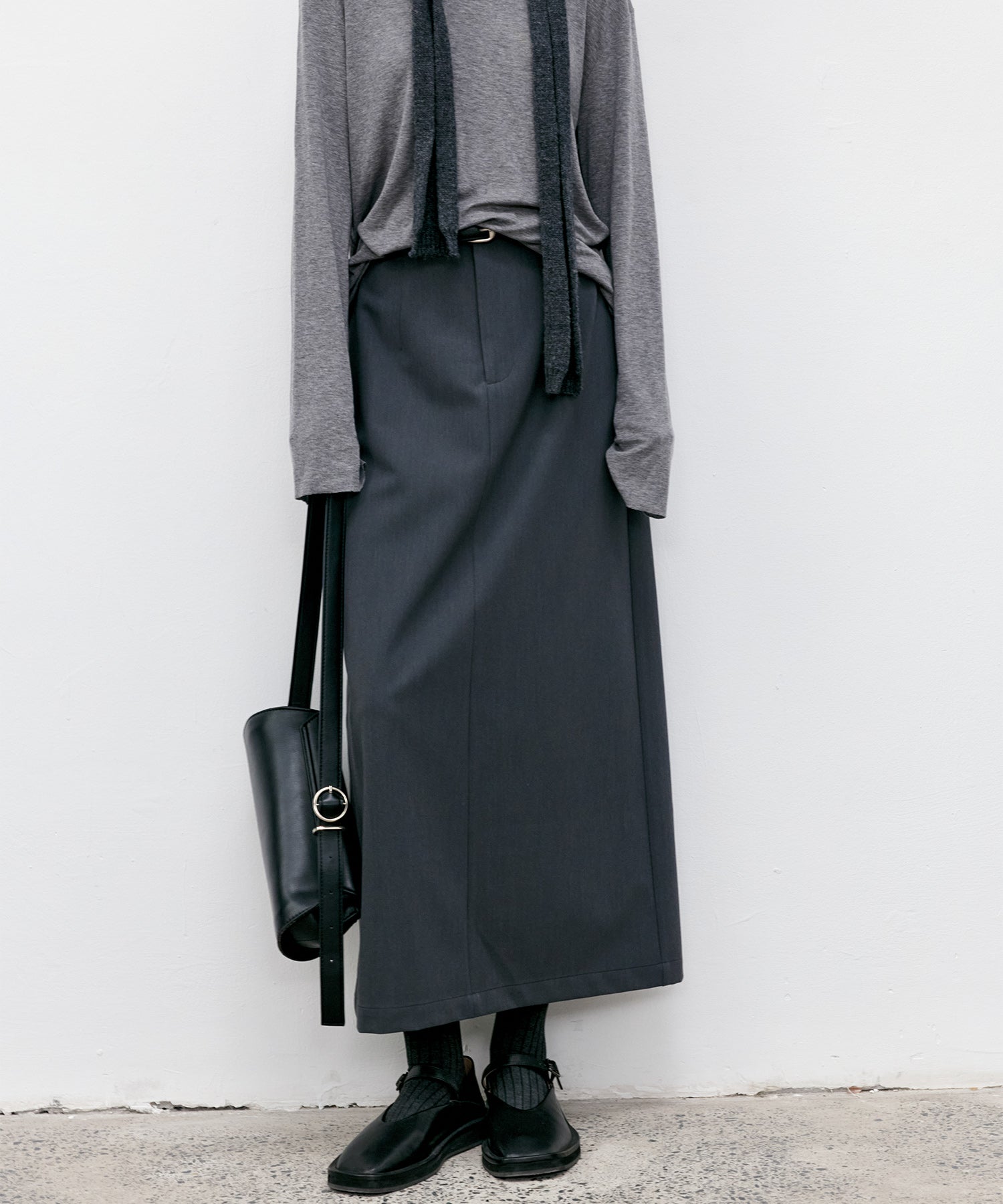 Back-slit maxi skirt