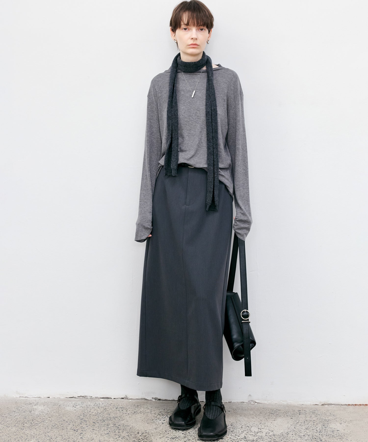 Back-slit maxi skirt