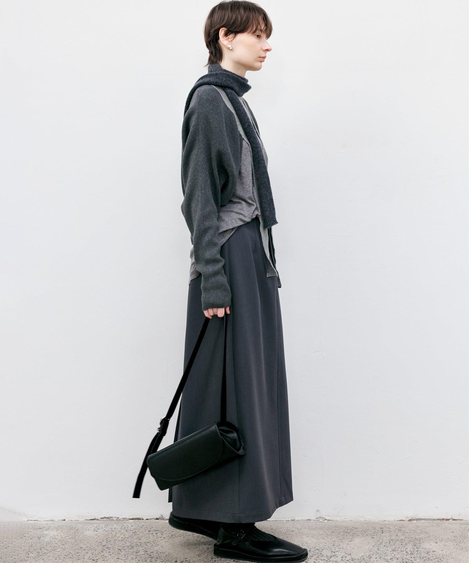 Back-slit maxi skirt