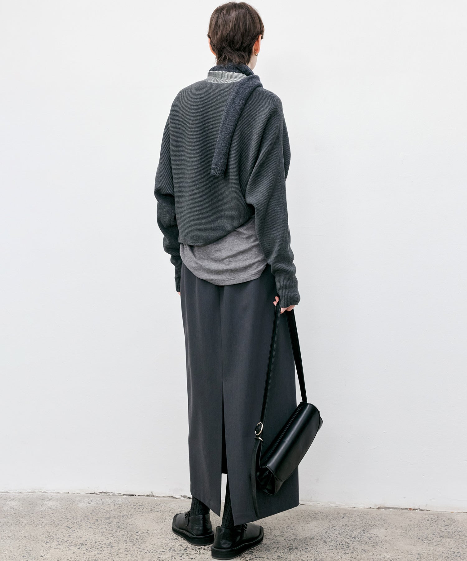 Back-slit maxi skirt