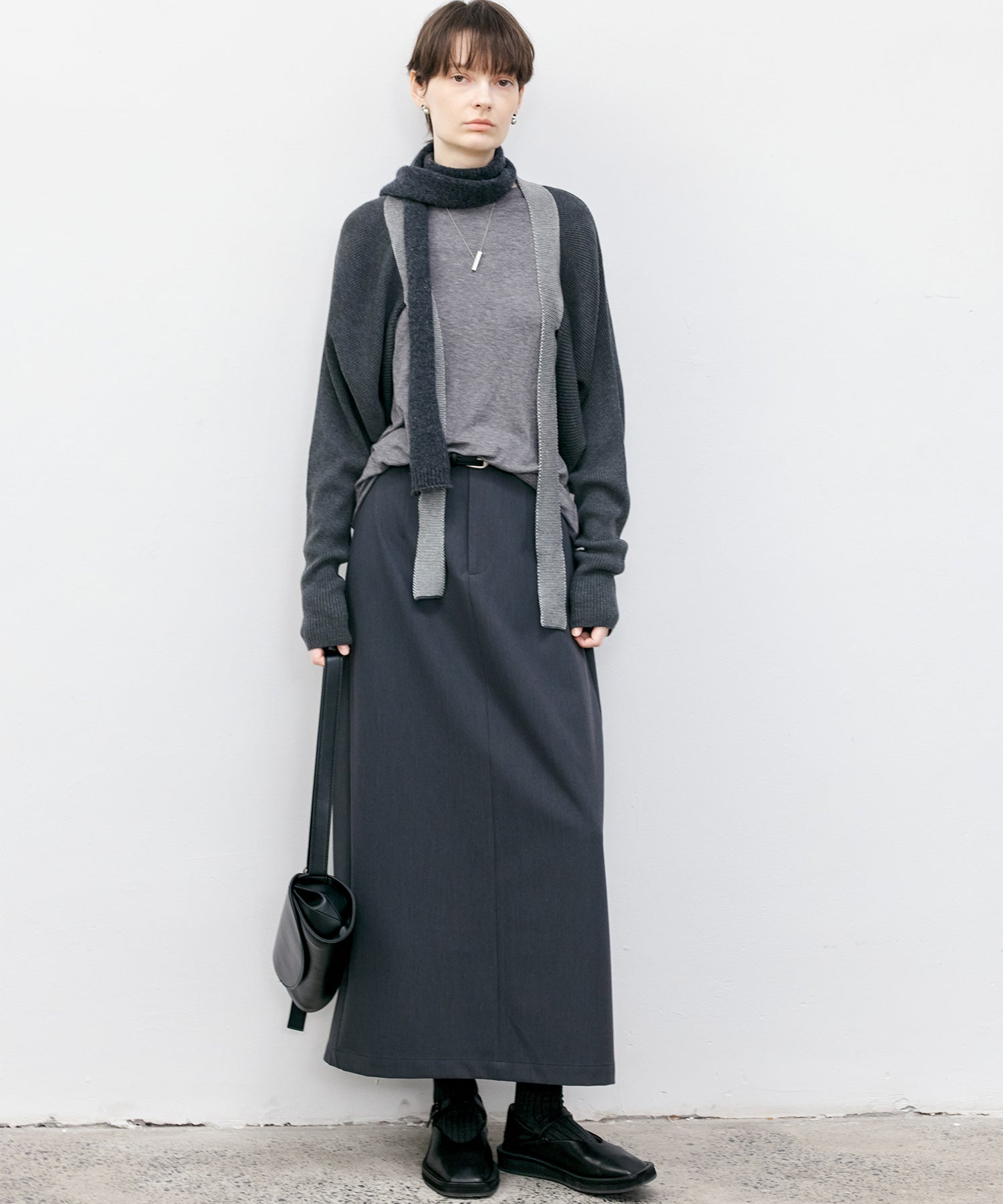 Back-slit maxi skirt