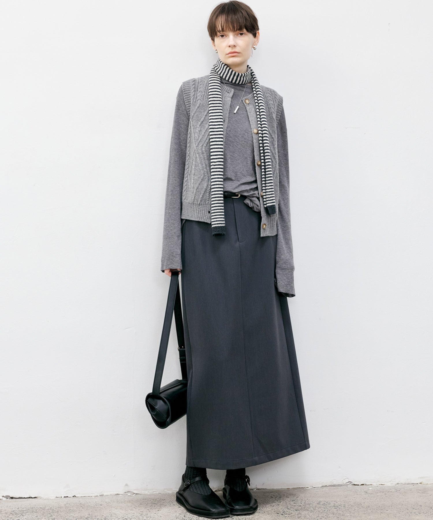 Back-slit maxi skirt