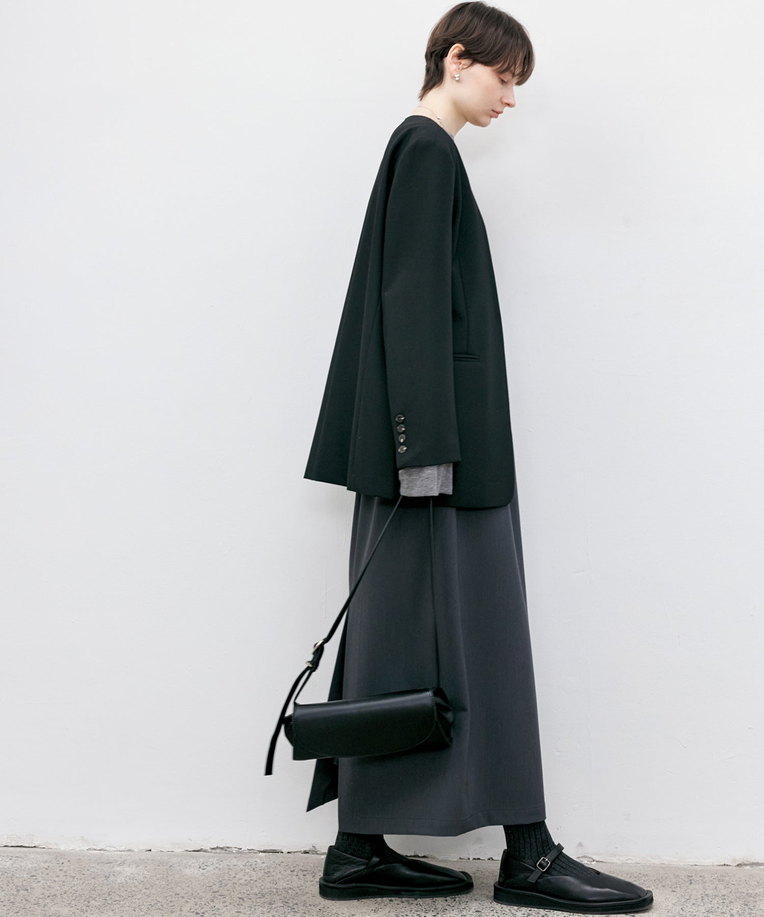 Back-slit maxi skirt