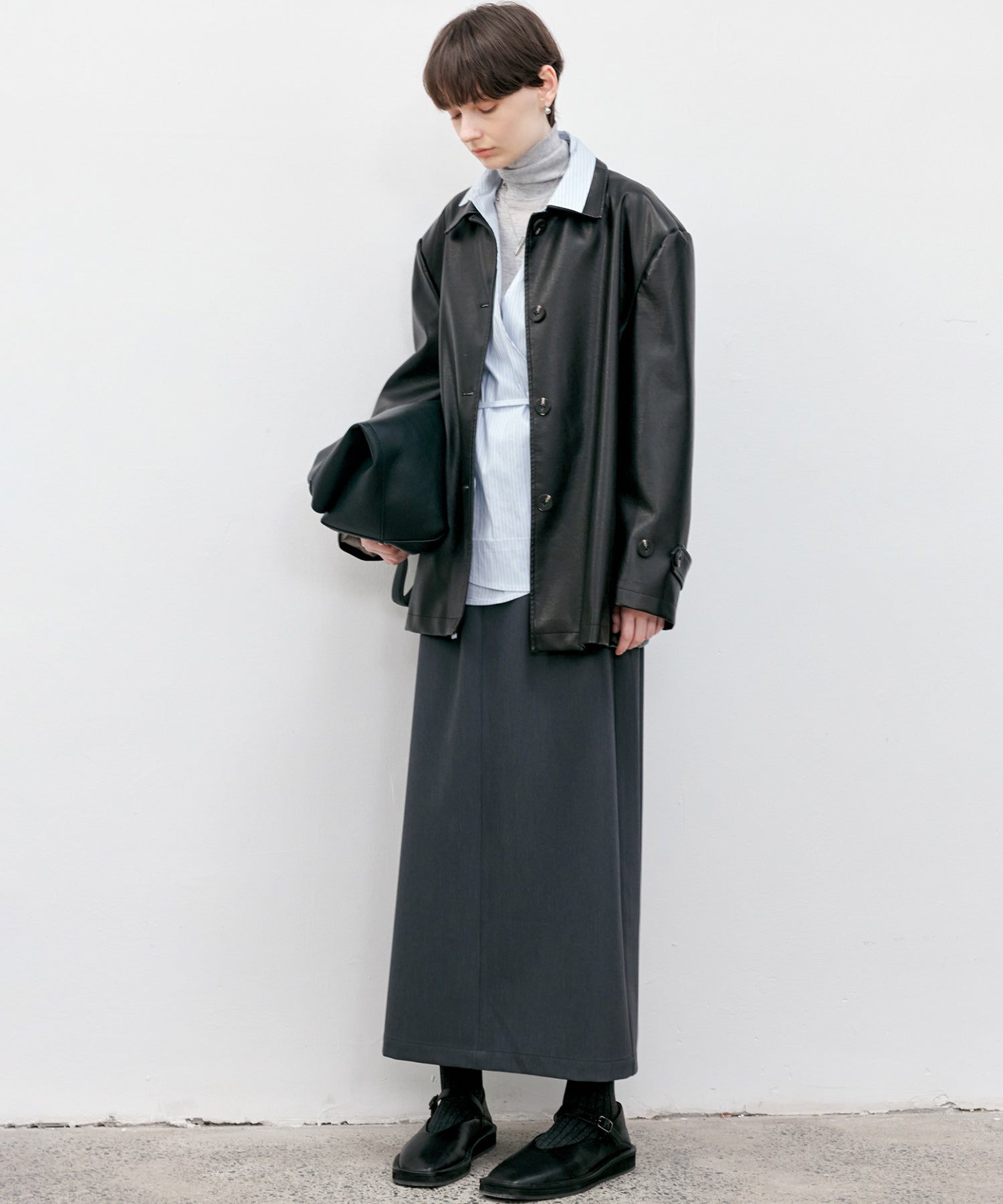 Back-slit maxi skirt