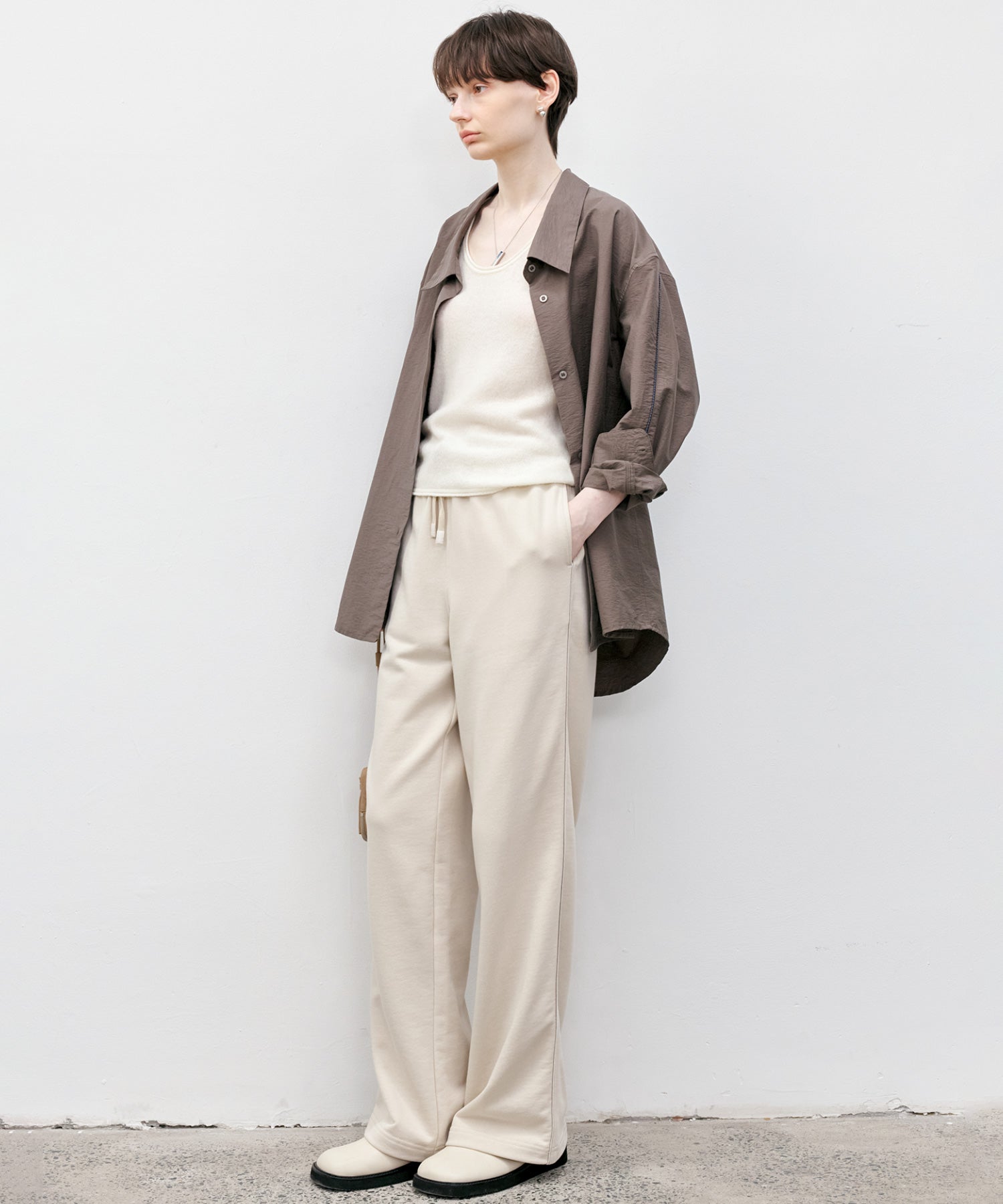 Big Collar Piping Stitch Oversized Shirt