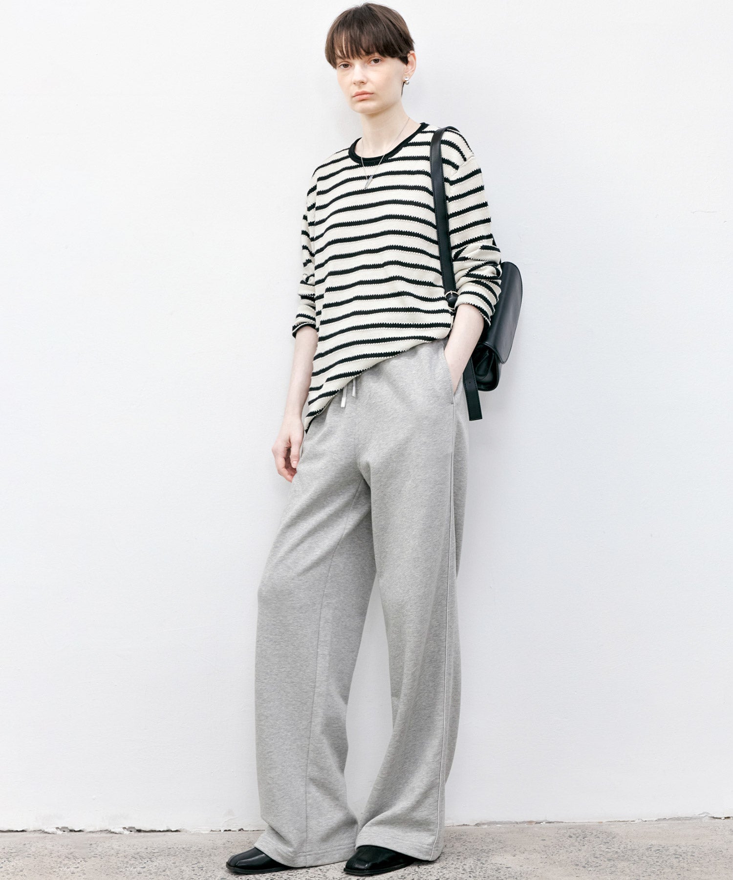 Textured Stripe Panel Knit Sweater