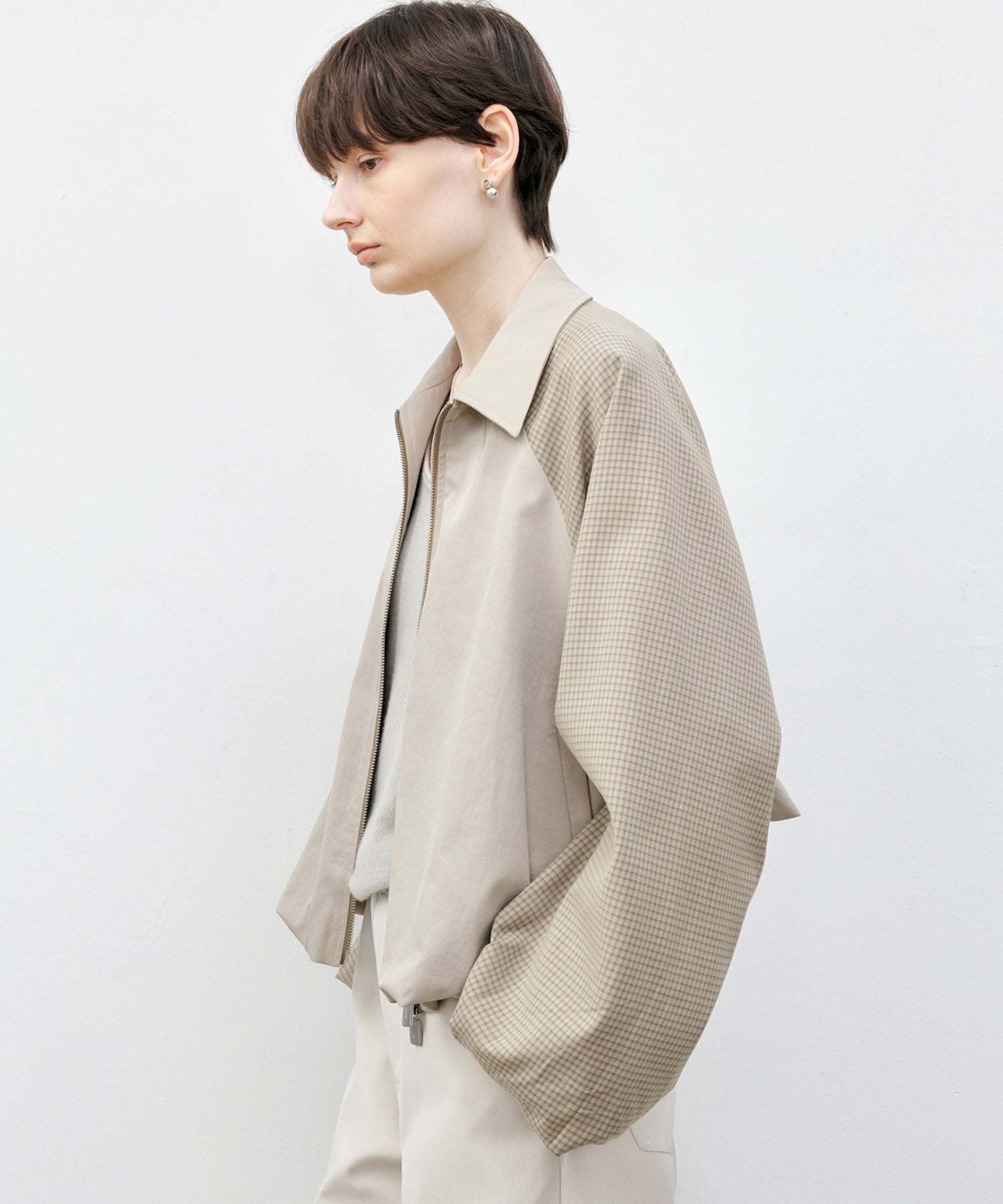 Balloon Check Color-Block Jacket