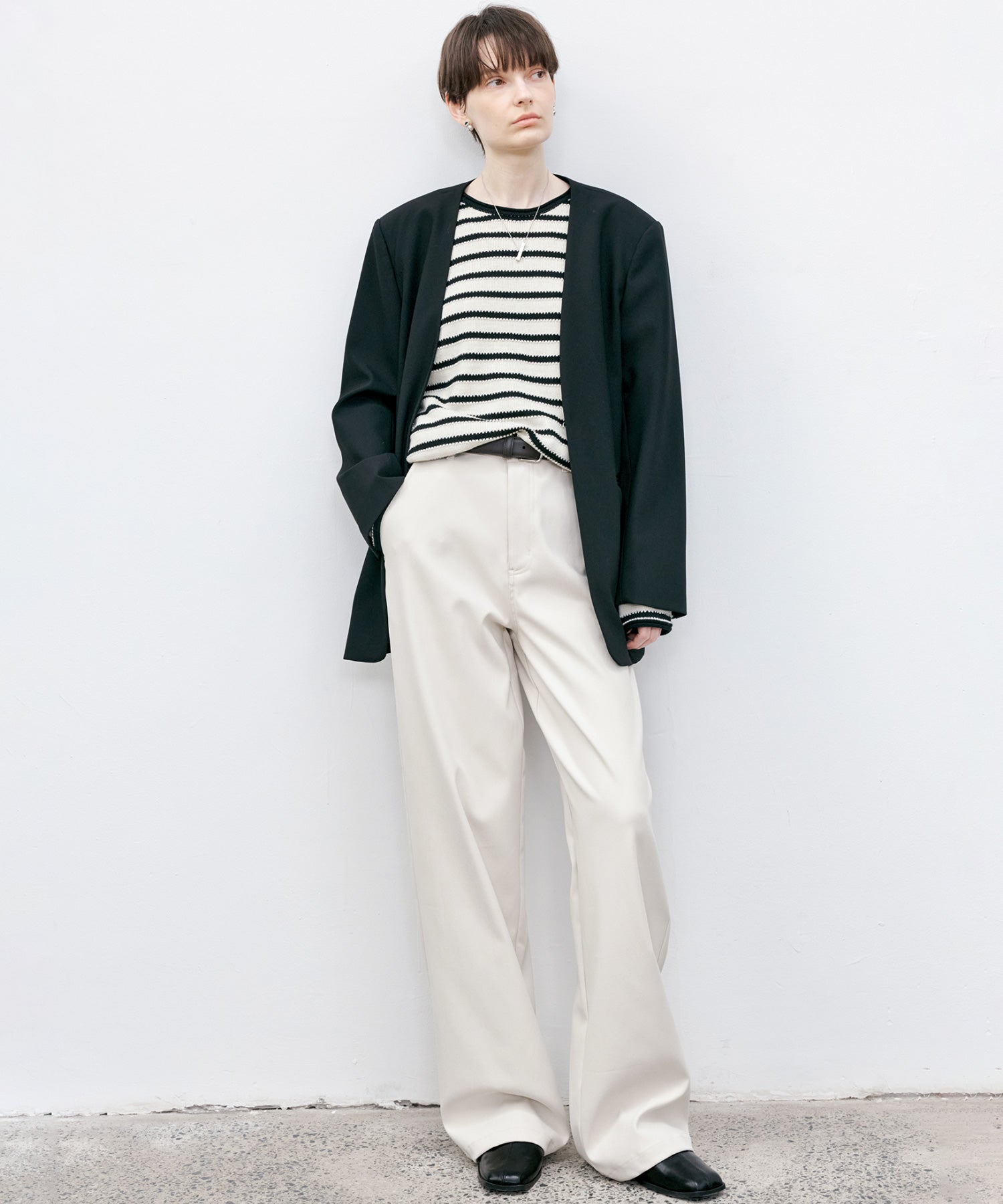 Textured Stripe Panel Knit Sweater