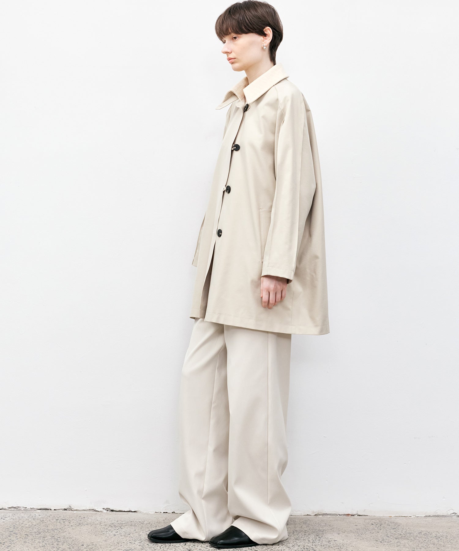 Oversized Corduroy Color-Block Long Coat