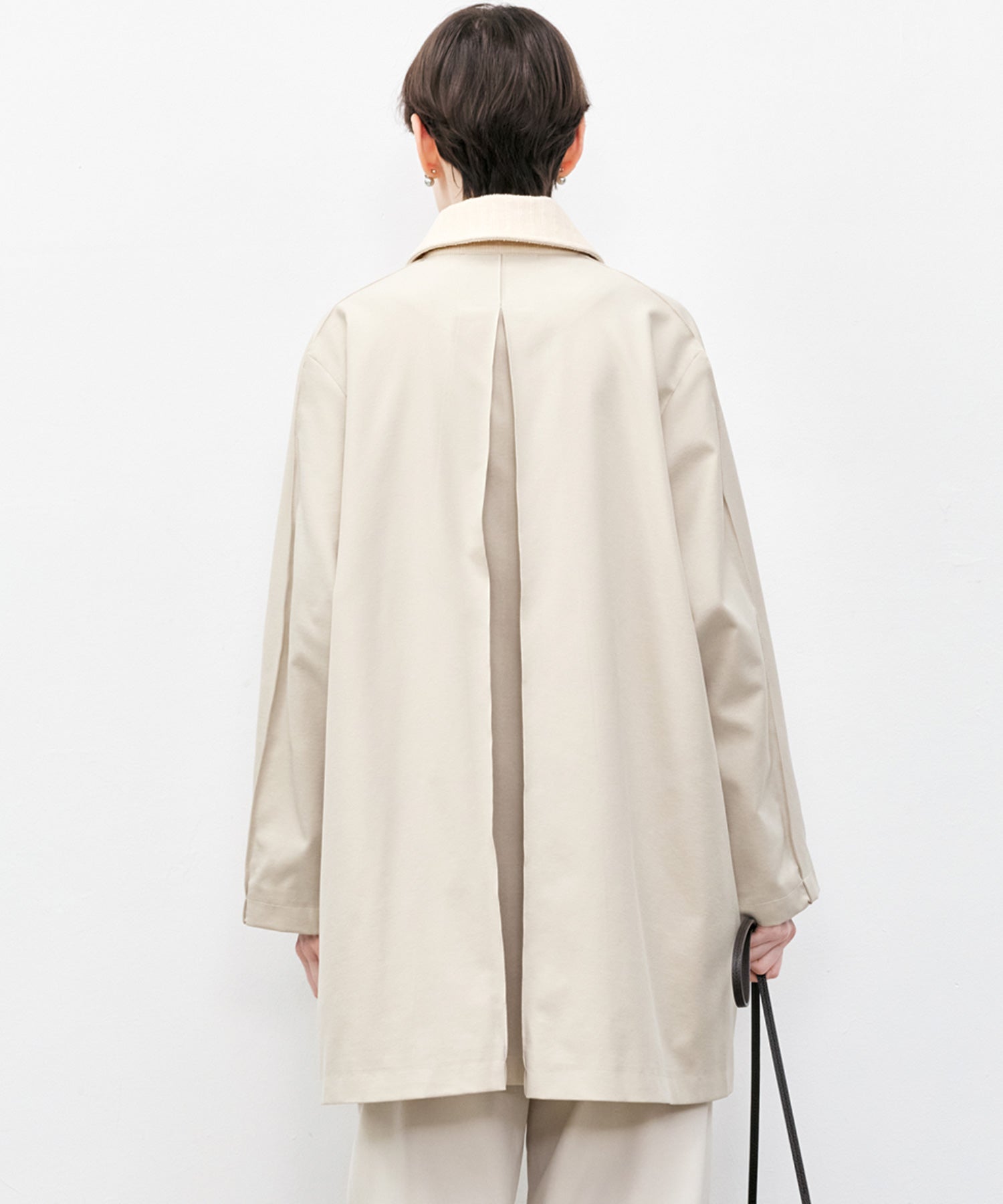 Oversized Corduroy Color-Block Long Coat