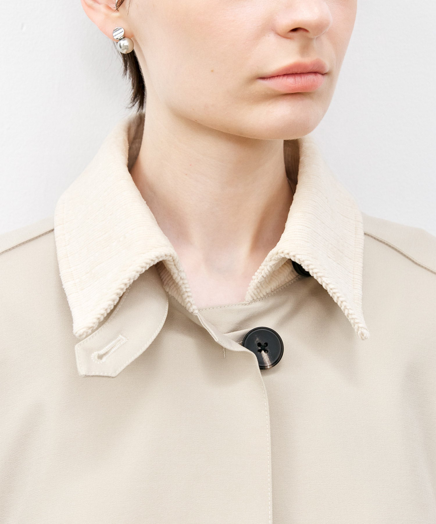 Oversized Corduroy Color-Block Long Coat