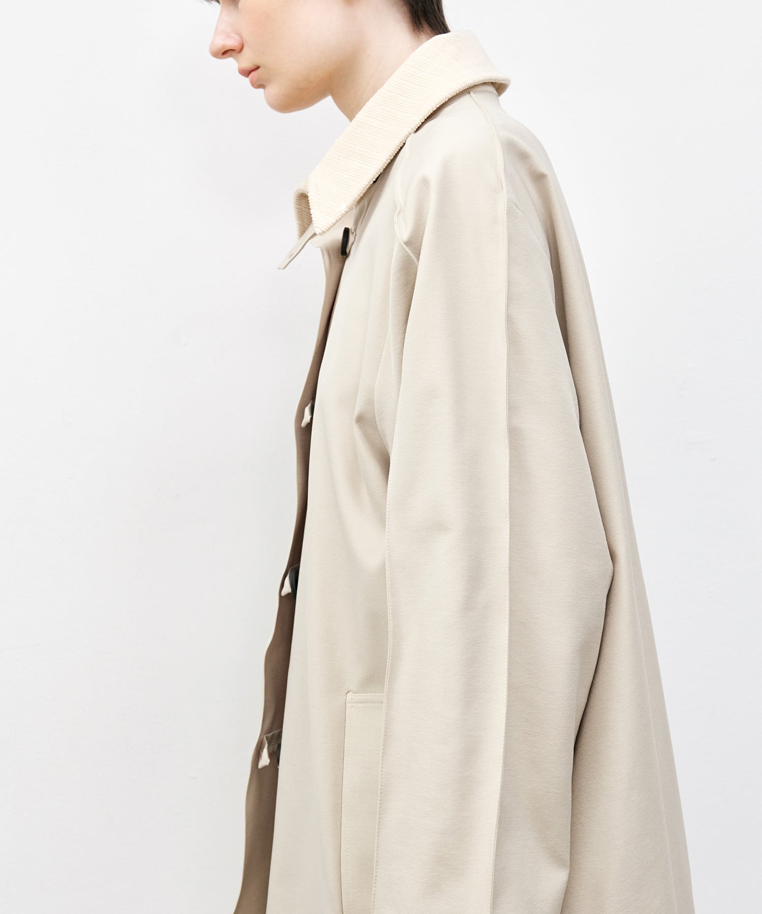 Oversized Corduroy Color-Block Long Coat