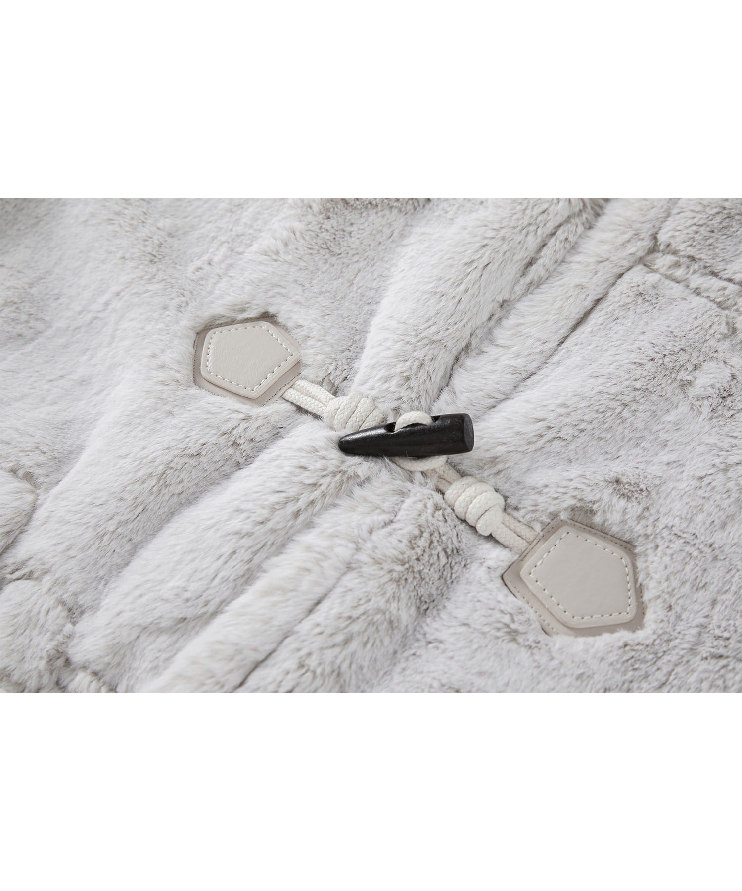 High Neck Short Duffle Coat with Faux Fur Trim