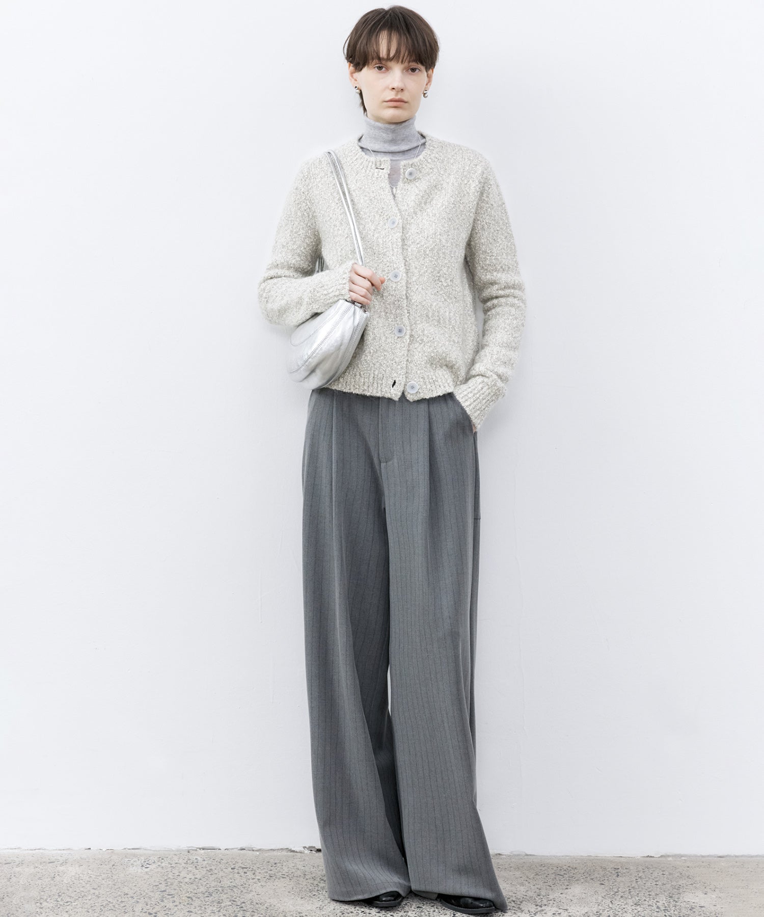 High-Waisted Striped Wide Slacks