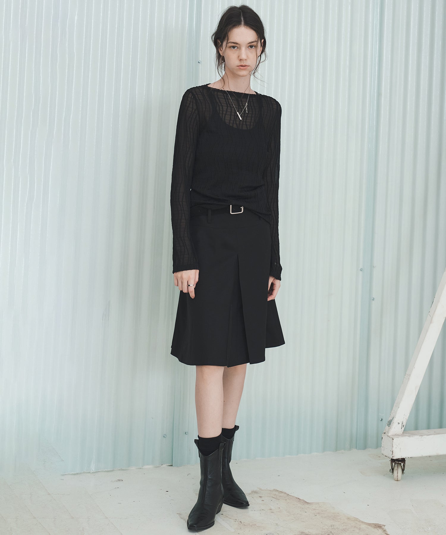 2-Way Tuck Pleated Midi Skirt