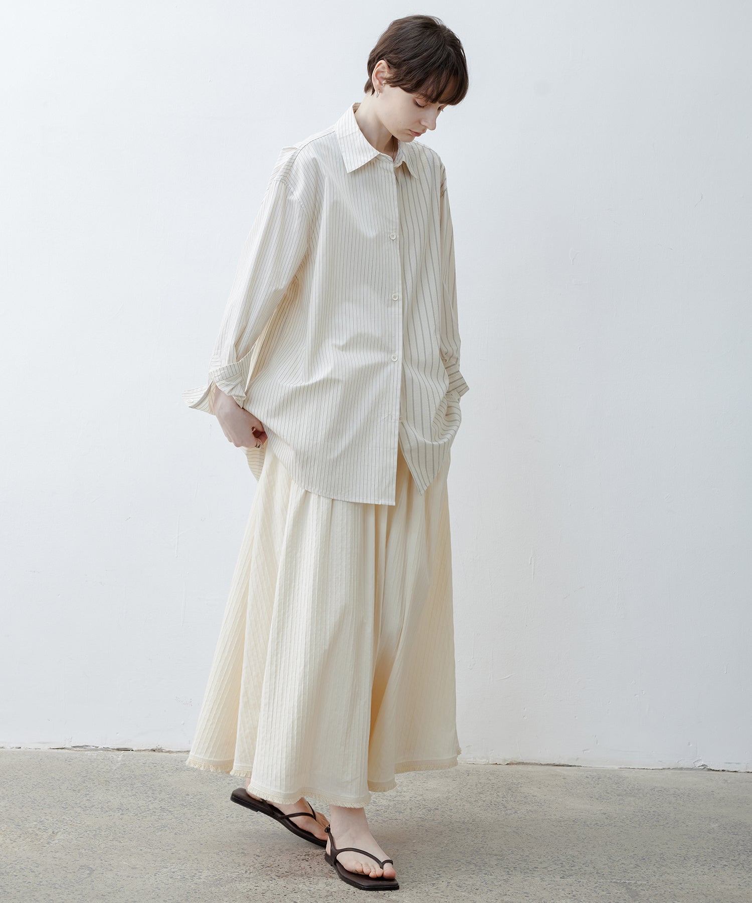 Textured Jacquard Fringe Hem A-Line Skirt