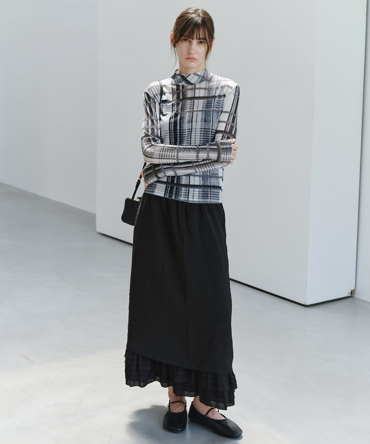 「9月下旬出荷予定」Layered Frill Hem Easy Long Skirt