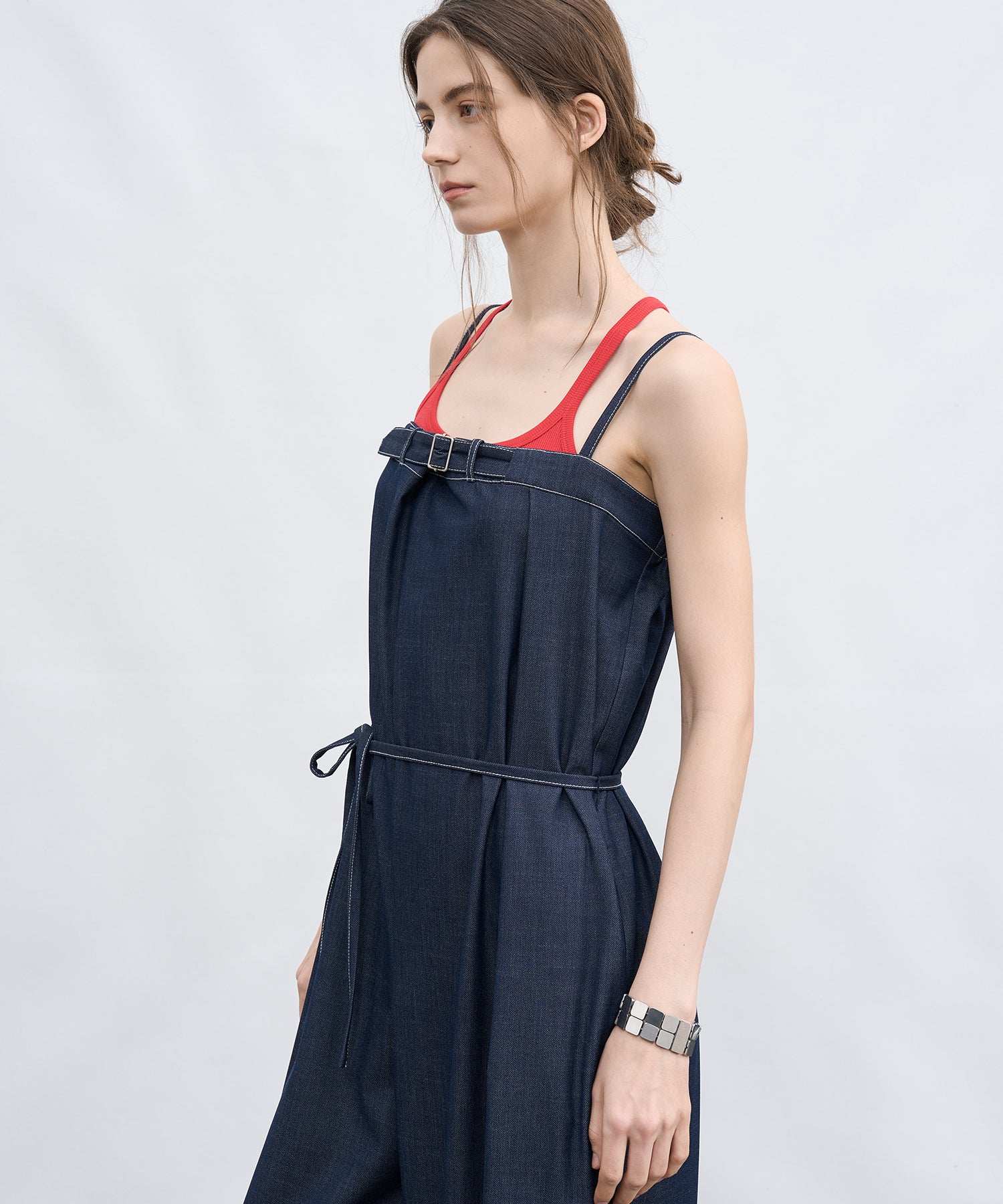 Lightweight Denim-Style Wide Leg Jumpsuit