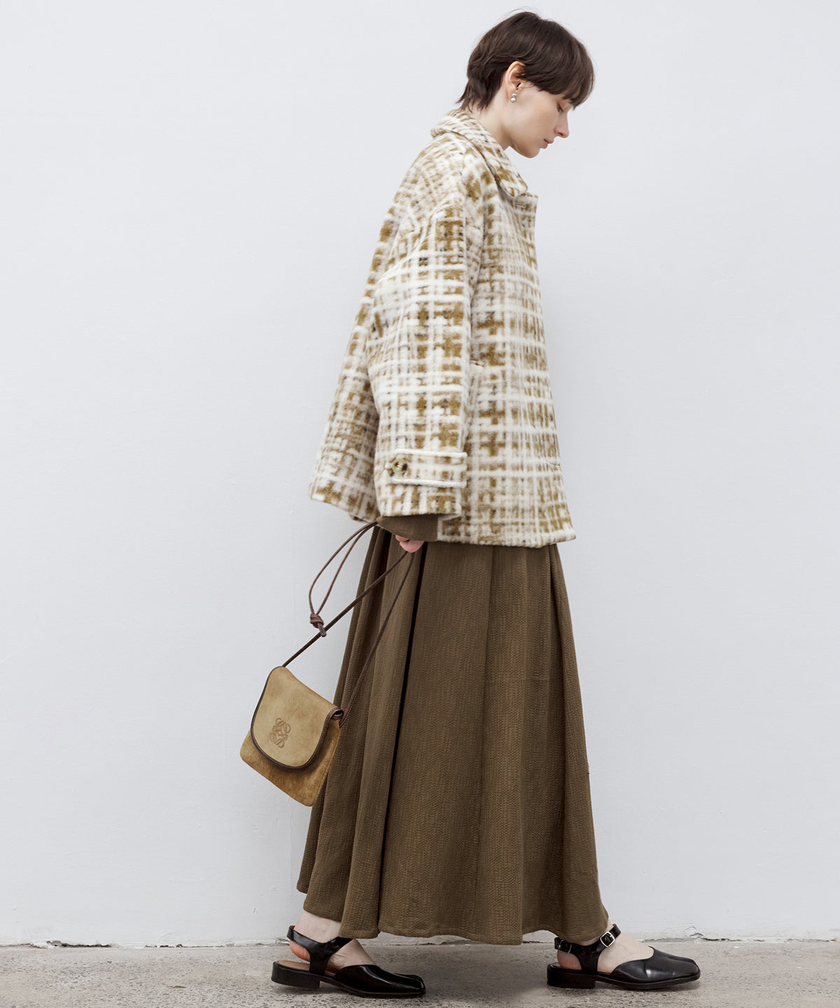 Cotton Tuck Pleated Flare Maxi Skirt