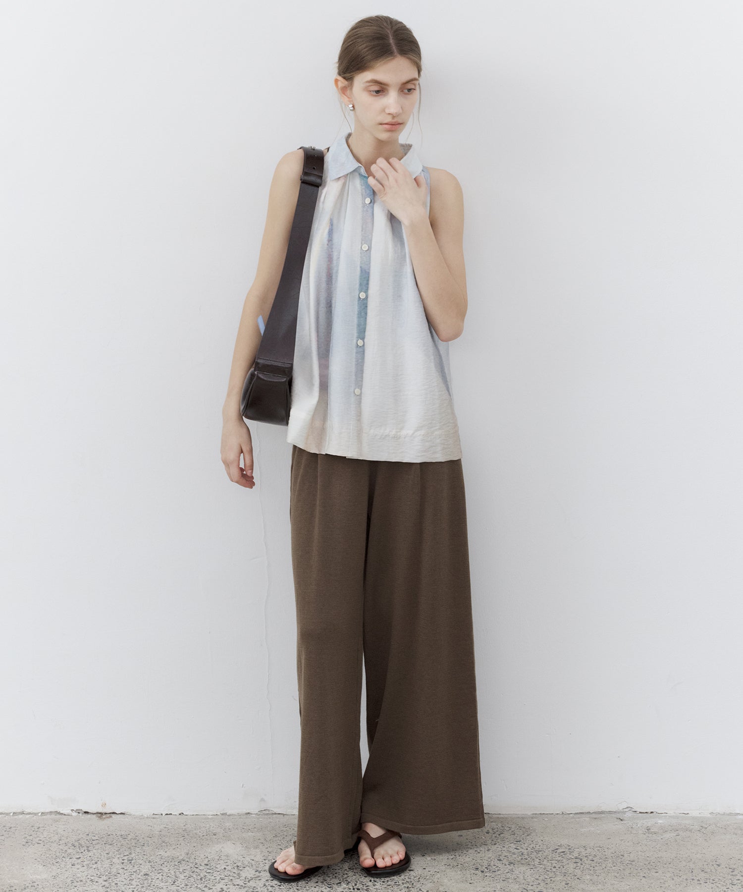 Drawstring Knit Wide Pants