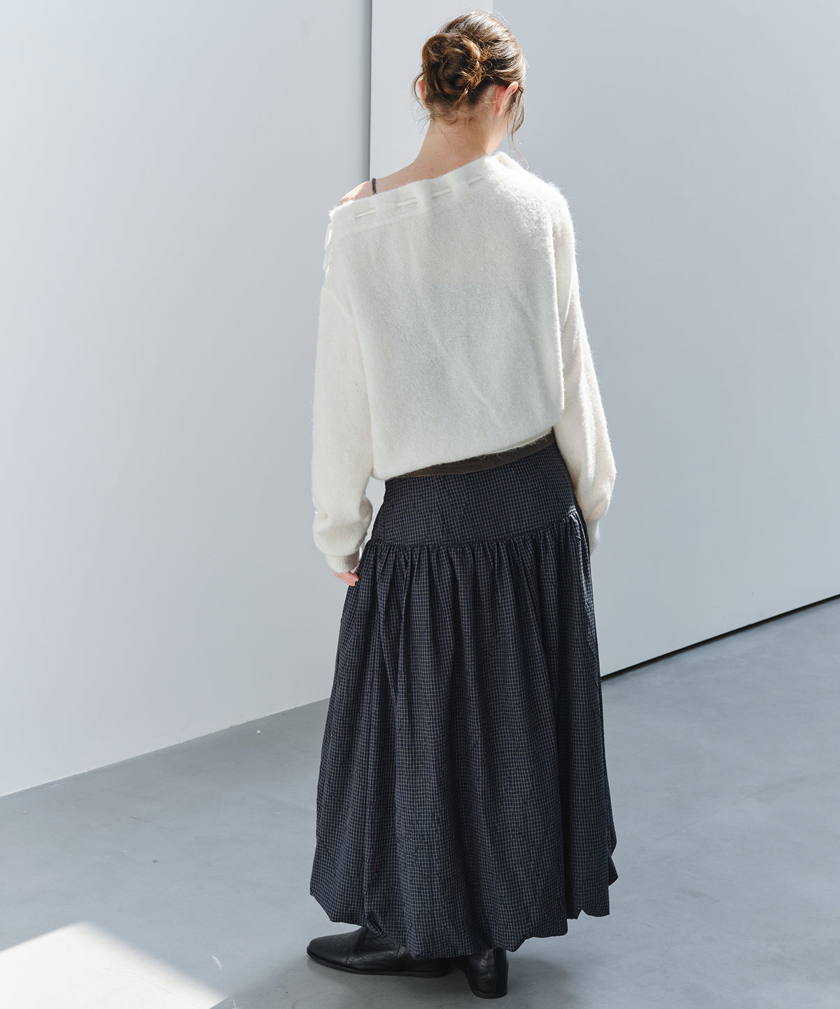 「9月下旬出荷予定」Vintage Check Balloon Long Skirt