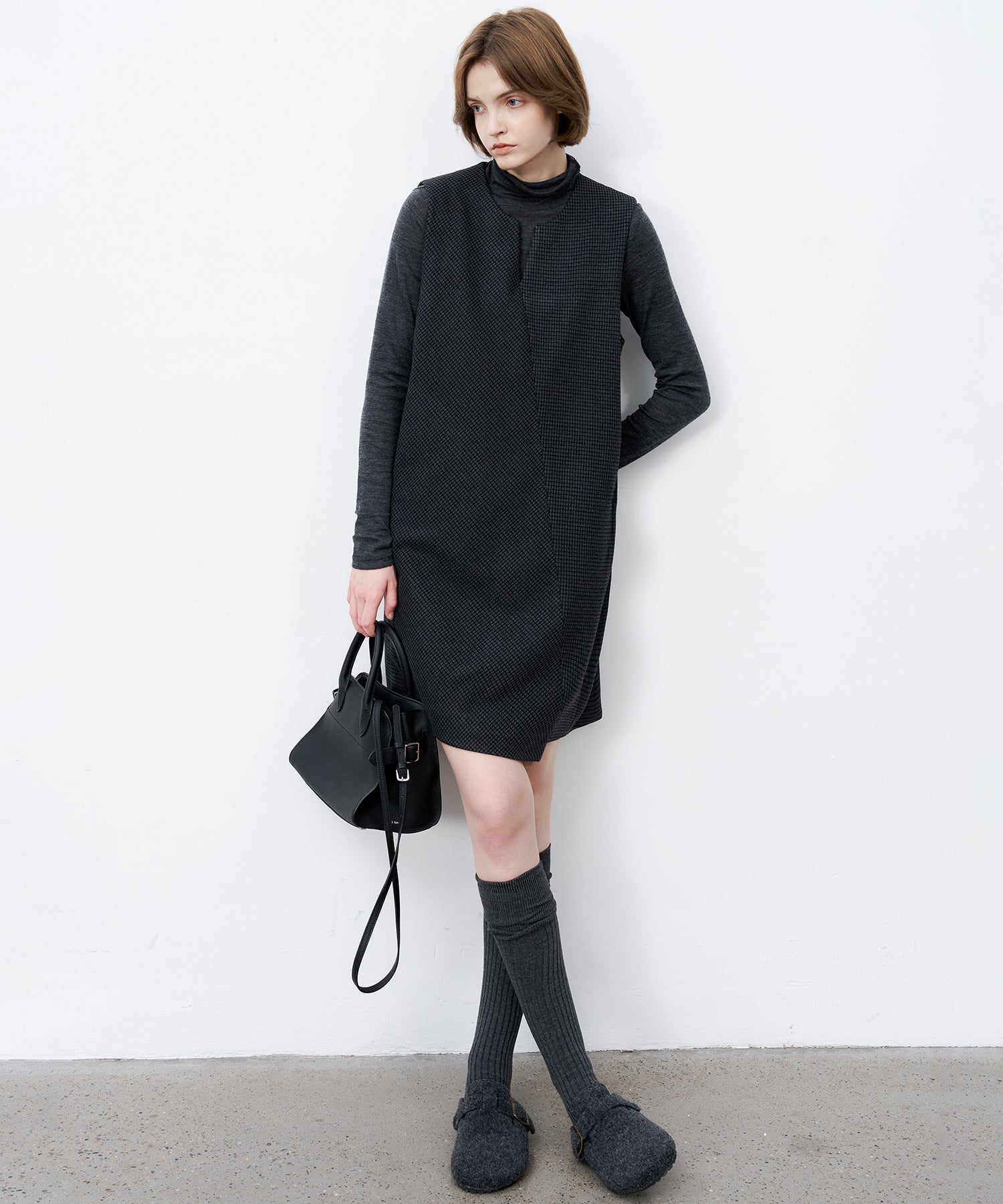 Jacquard Check Straight Jumper Dress