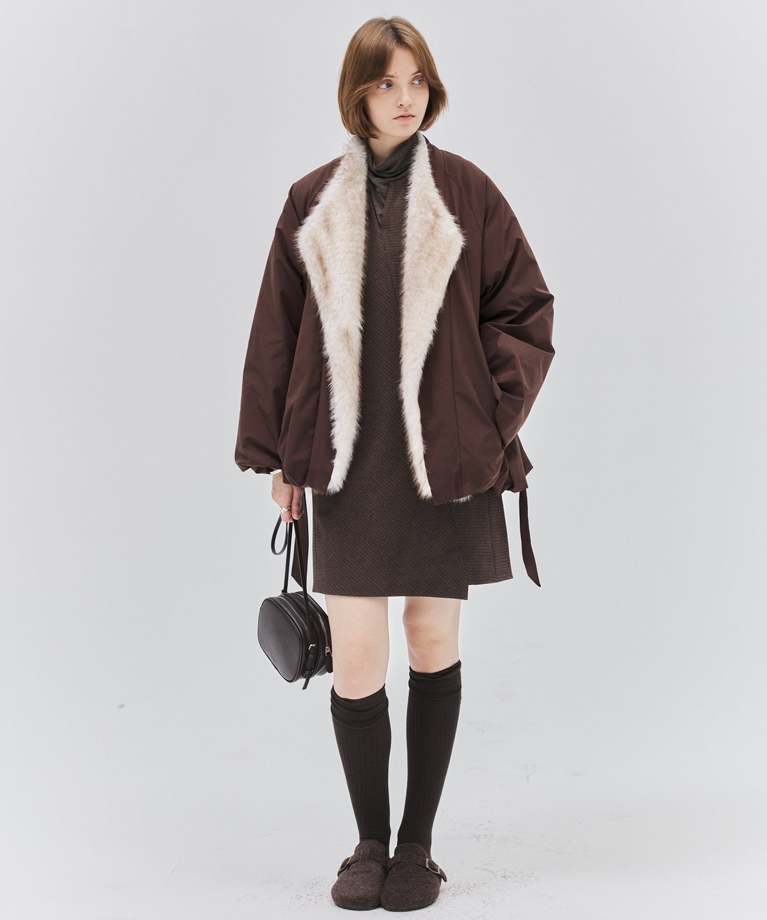 Faux Fur Collar Balloon Down Jacket