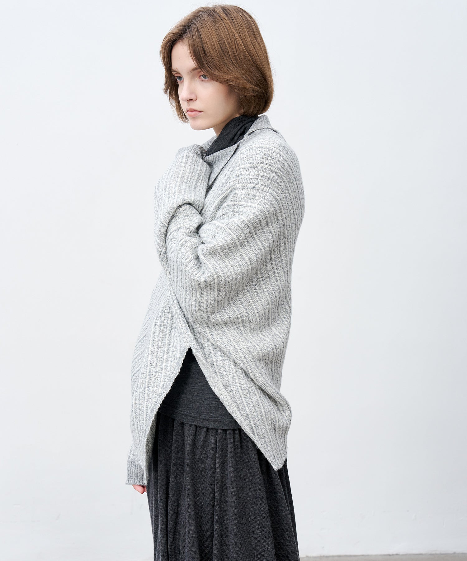 Asymmetric Textured Knit Sweater