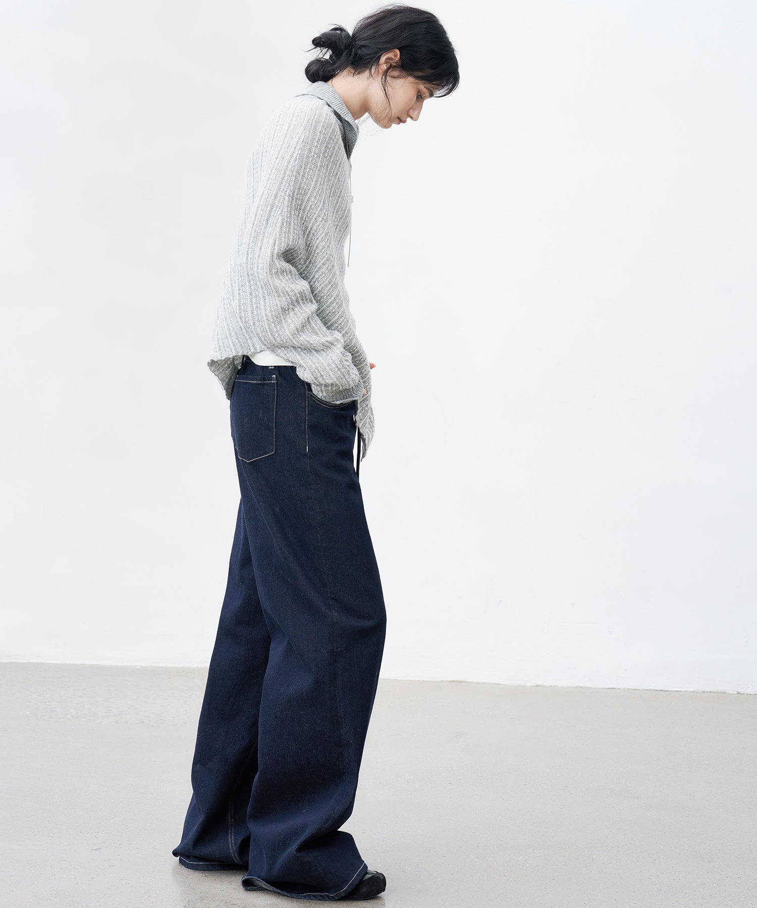 Asymmetric Textured Knit Sweater