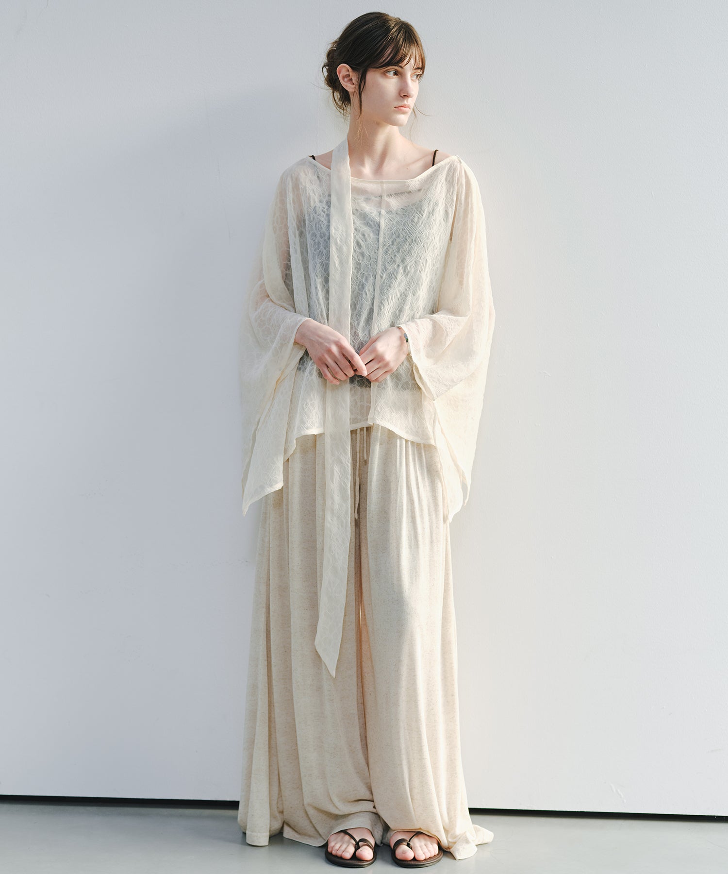 「7月中旬~下旬出荷」Linen Blend Gathered Wide Pants