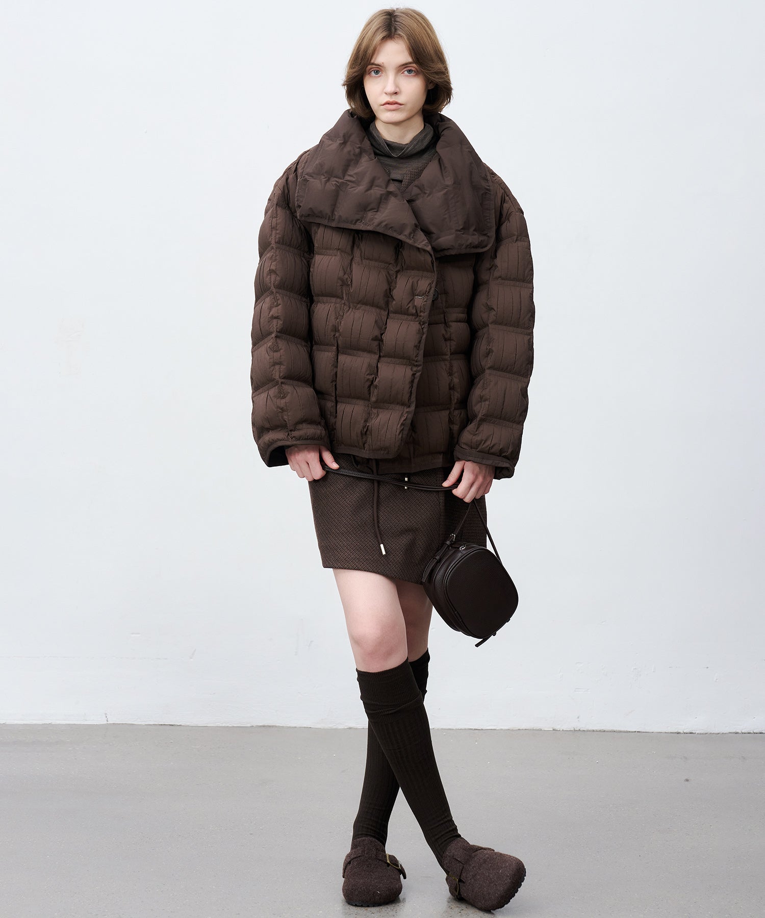 Crinkled Stand Collar Down Jacket