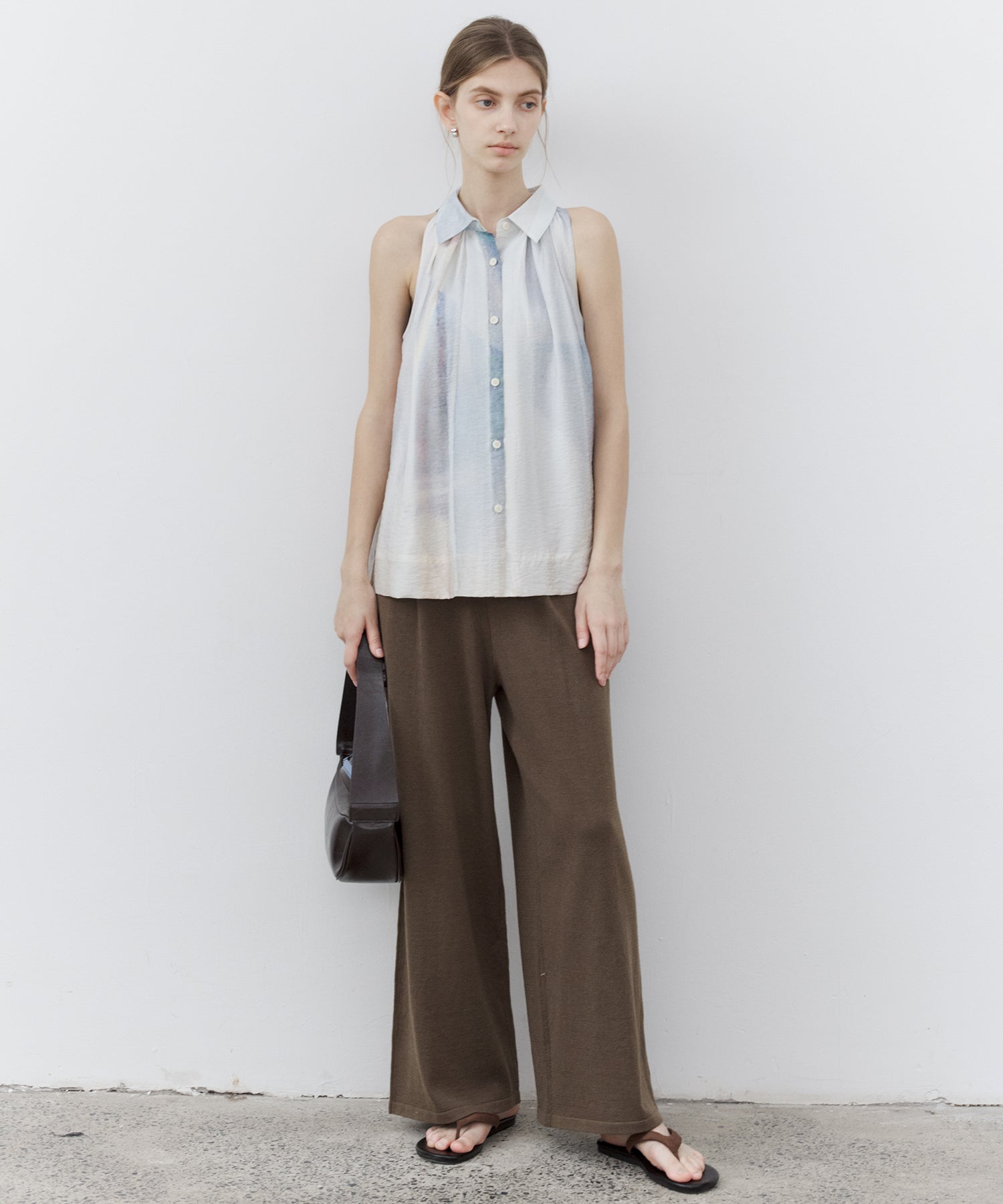 Drawstring Knit Wide Pants