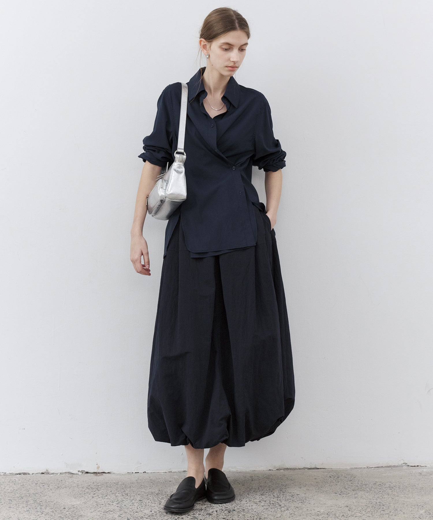 Structured Balloon Silhouette Long Skirt