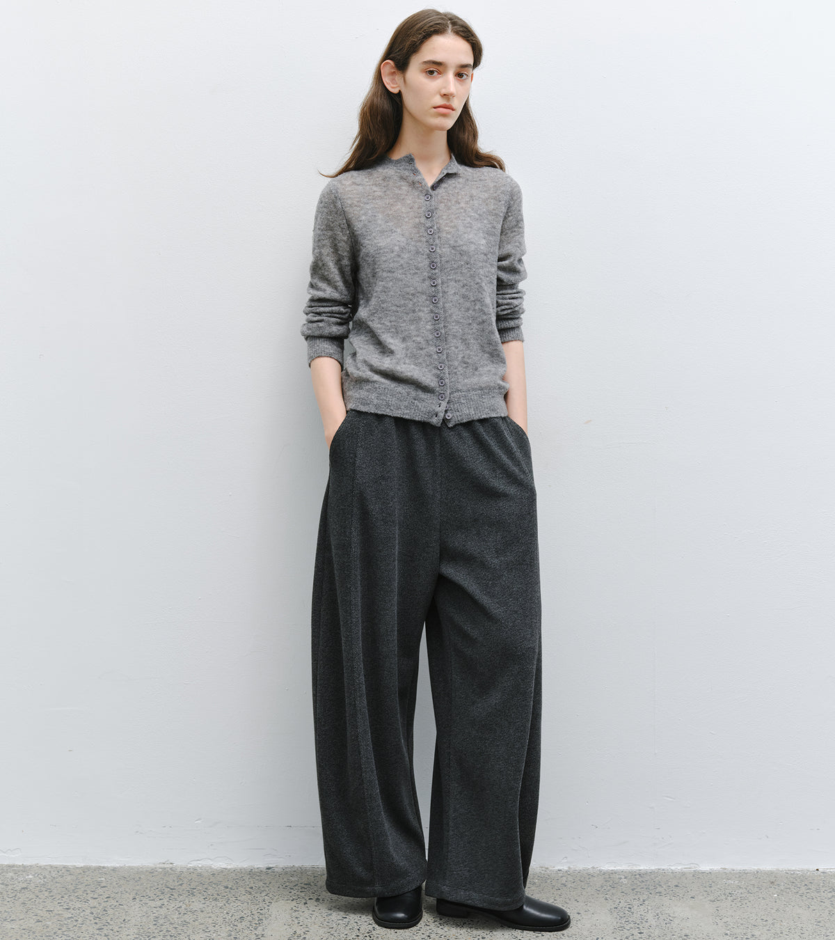 「10月下旬出荷予定」Melange Wool-Blend Multi Button Knit Cardigan