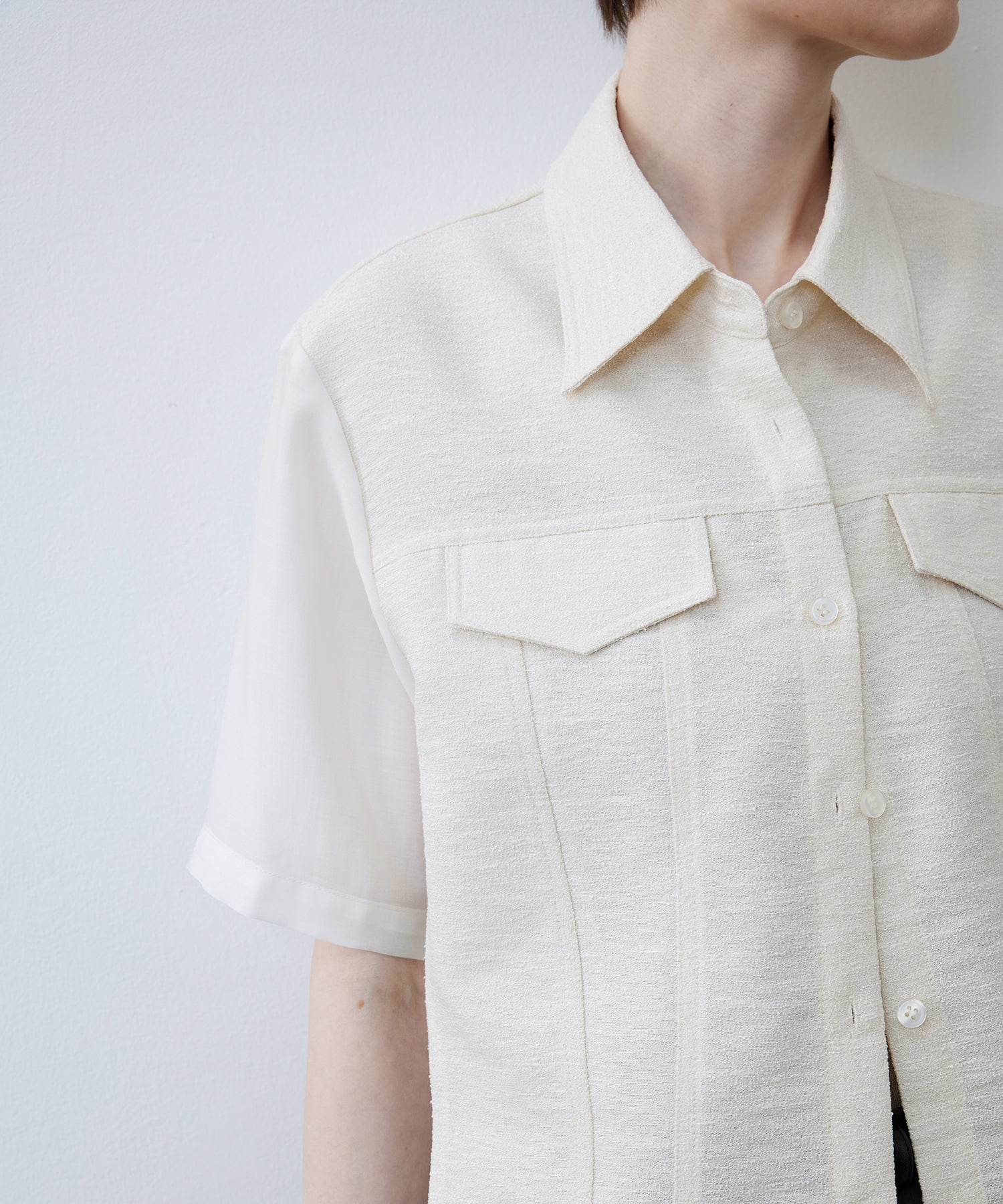 Textured Combo Cropped Shirt