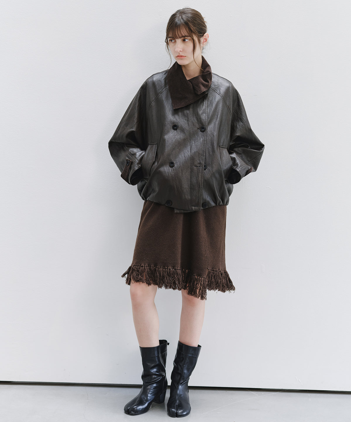 「10月下旬出荷予定」Corduroy Collar Docking Short Blouson Jacket