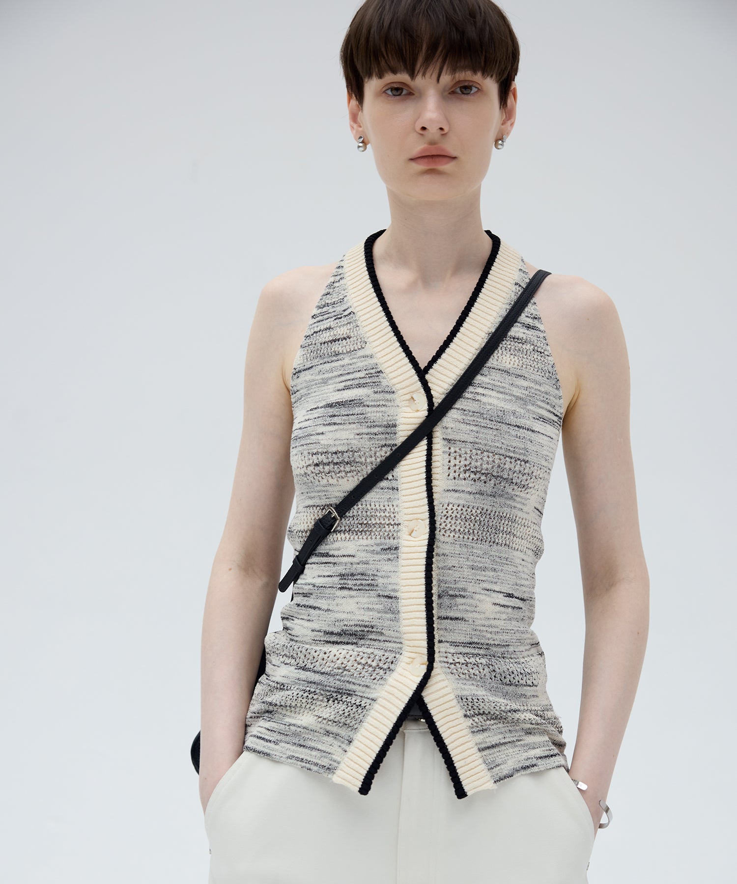 Melange Halter Knit Top
