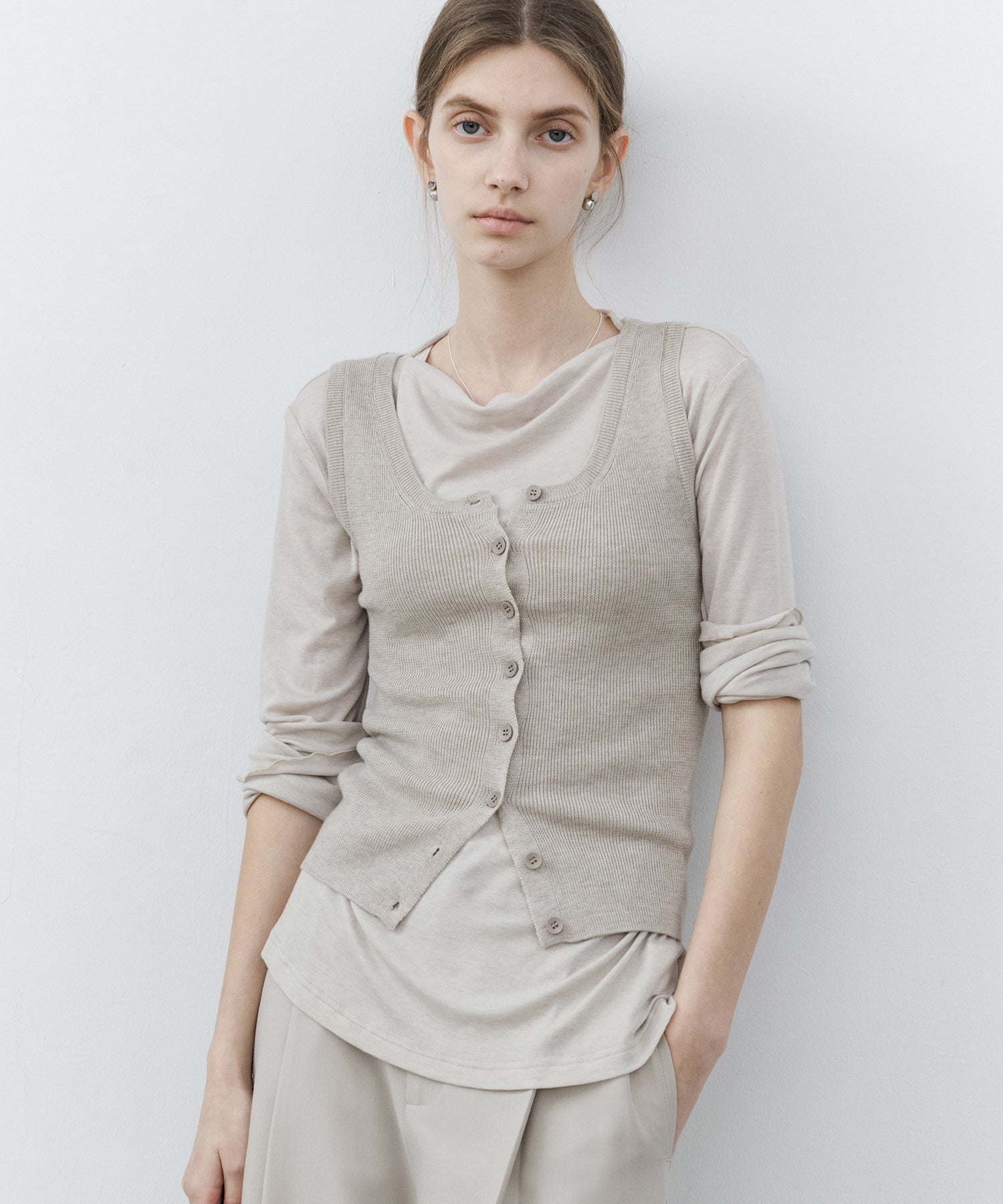 Rib Knit Button-Front Tank Top