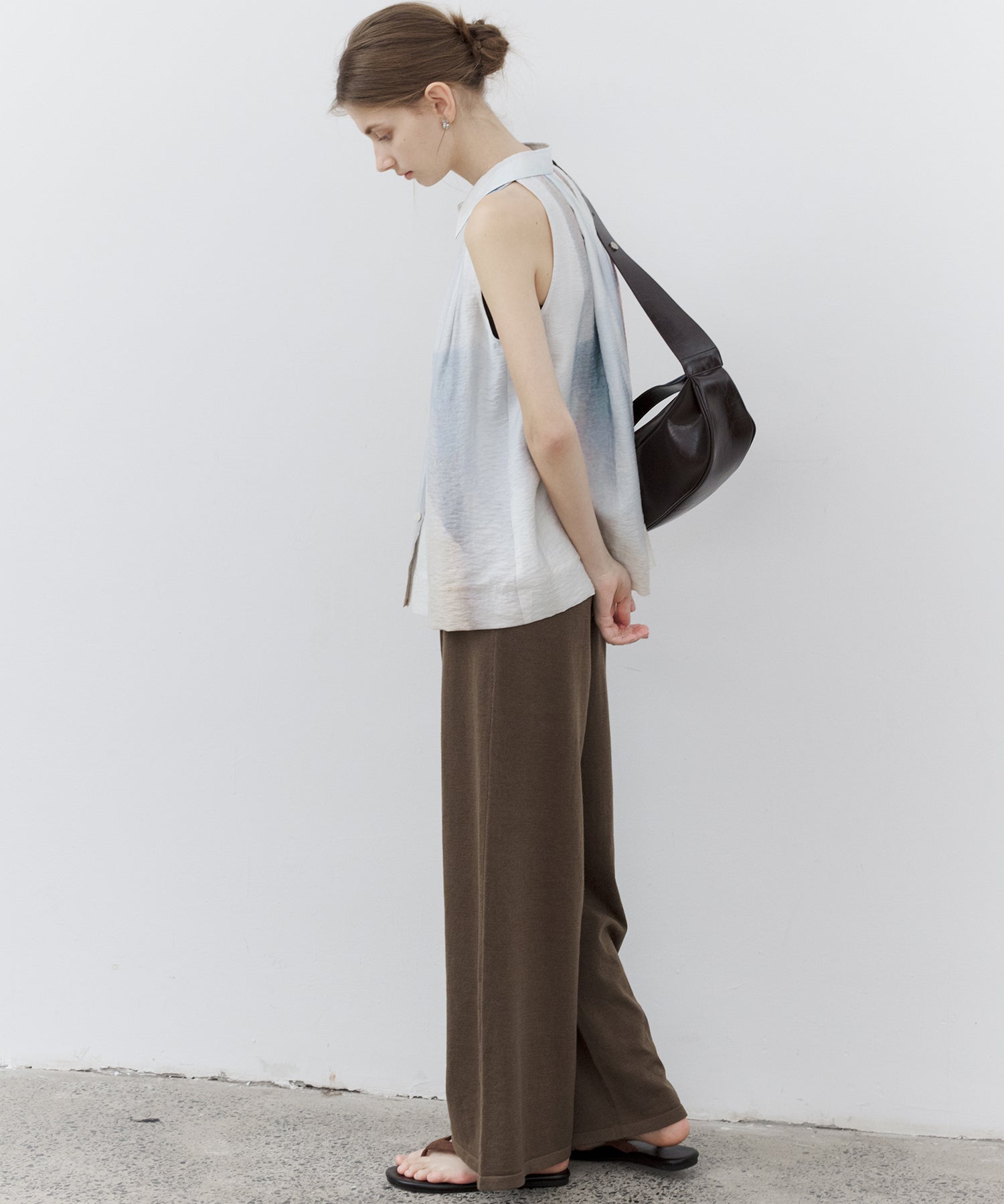 Drawstring Knit Wide Pants