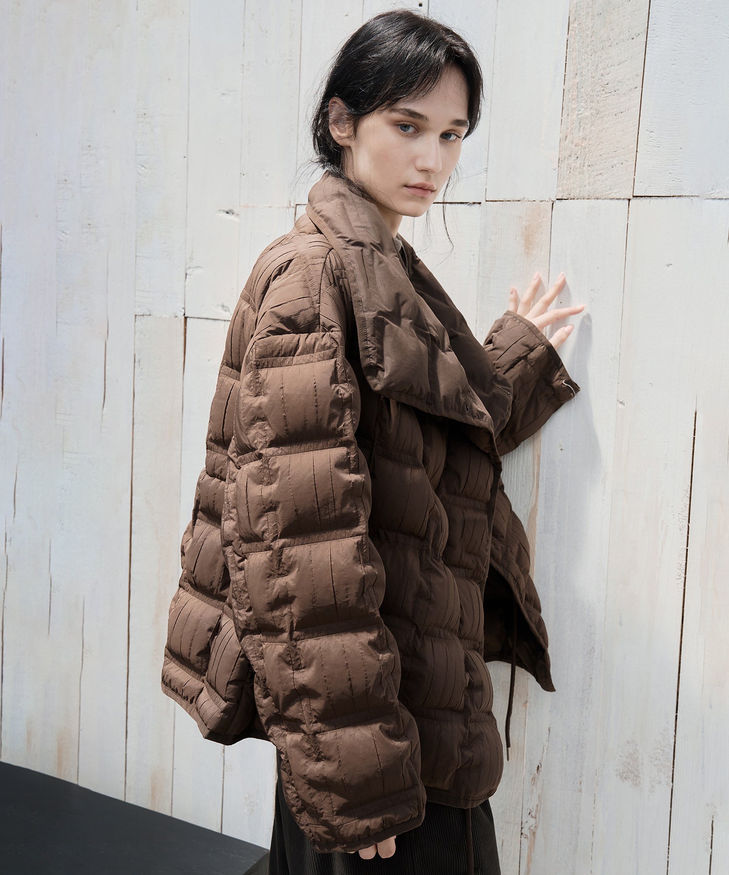 Crinkled Stand Collar Down Jacket