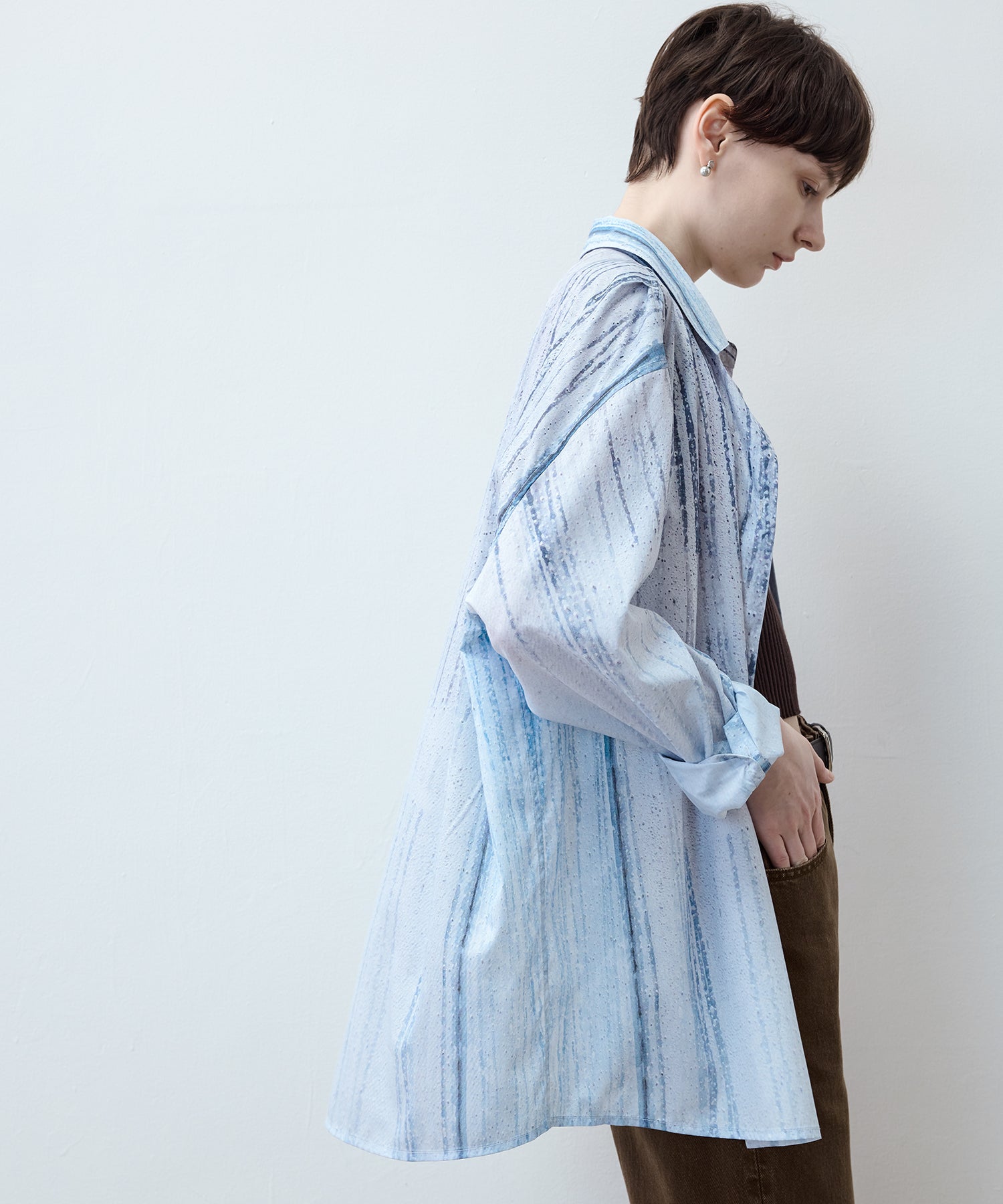 UPF50+ Rain Art Sheer Oversized Shirt