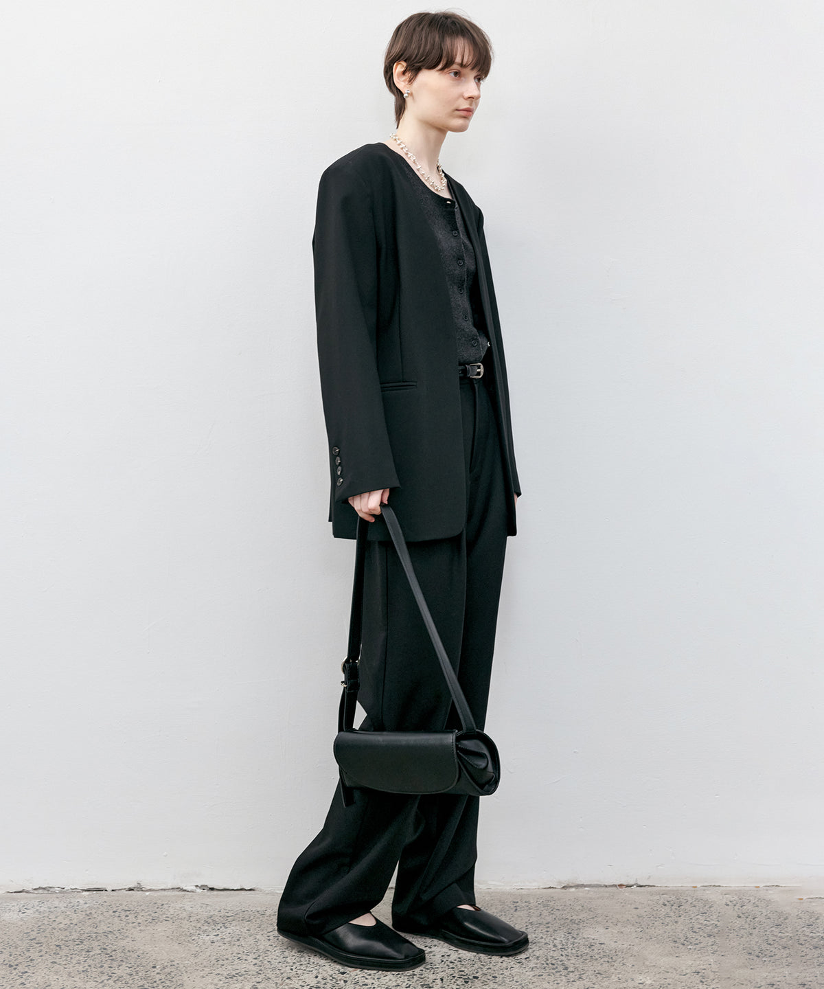 Collarless Oversized Tailored Jacket