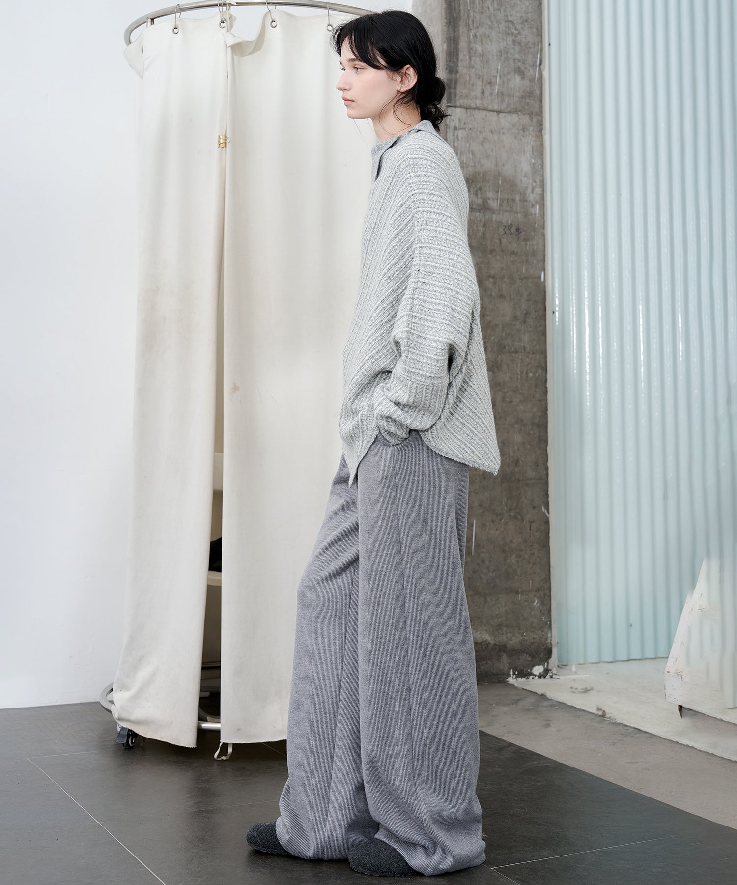 Asymmetric Textured Knit Sweater