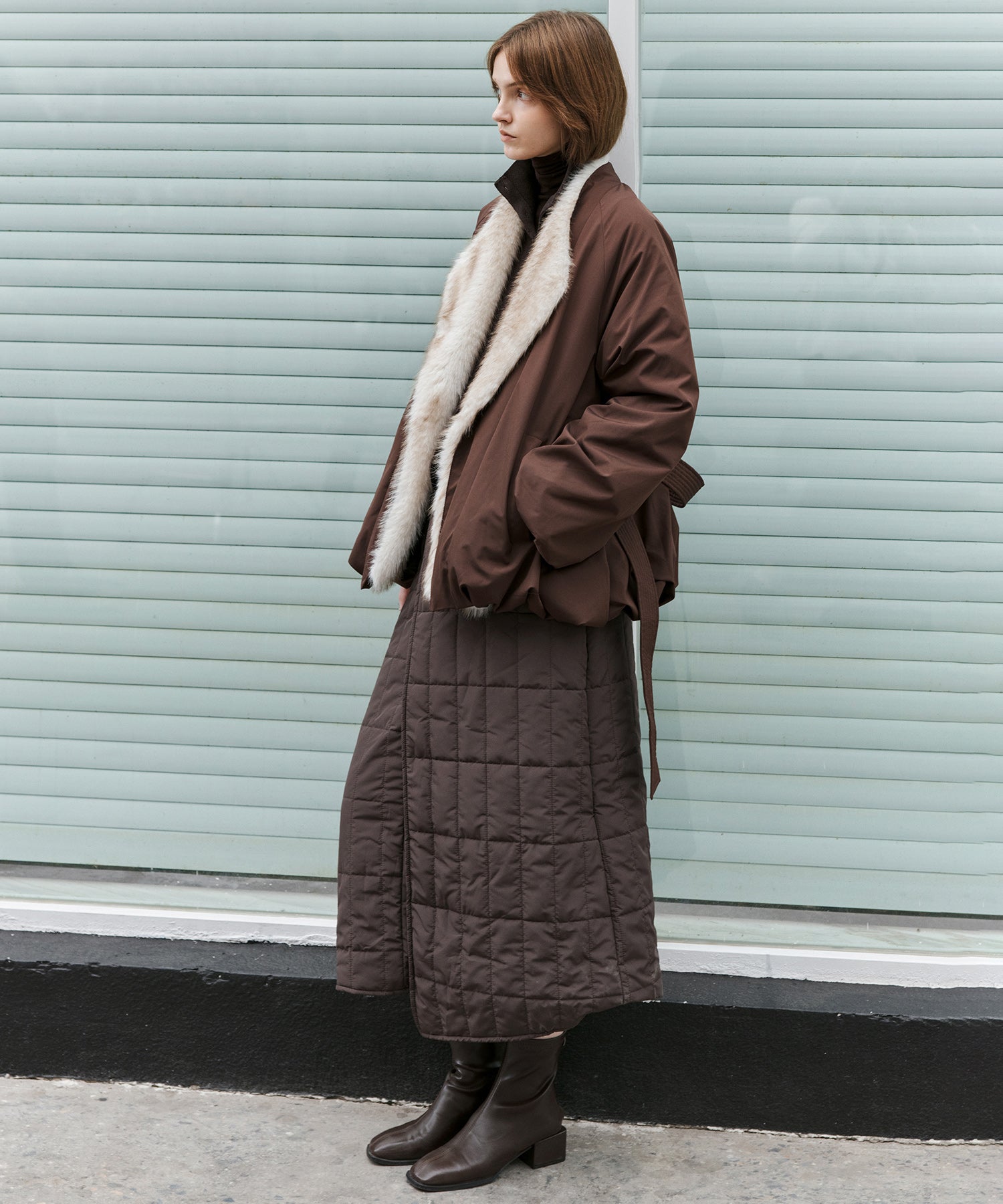 Faux Fur Collar Balloon Down Jacket