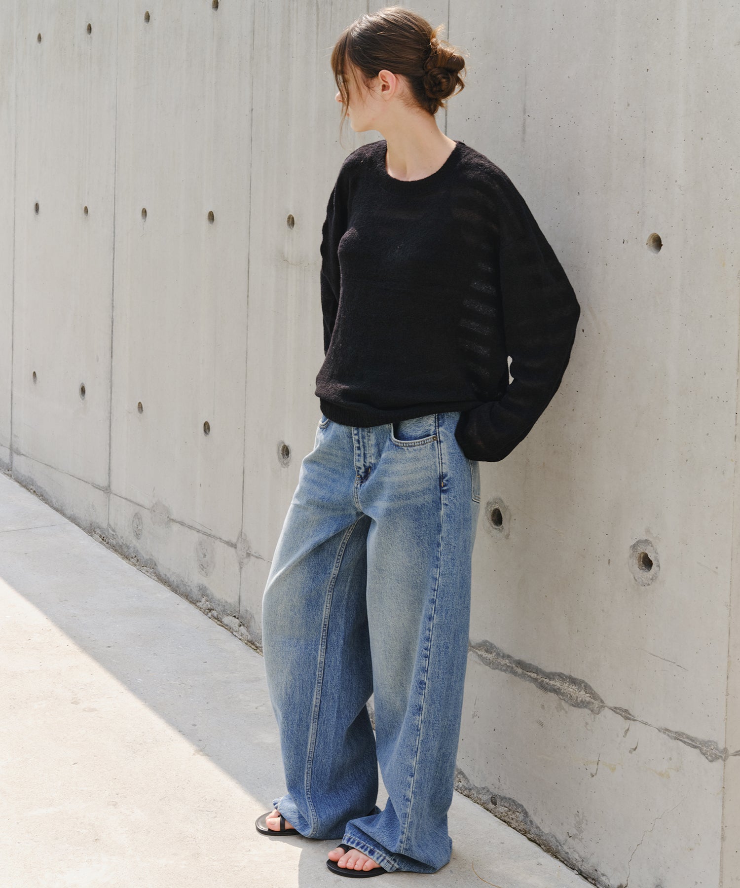 「9月下旬出荷予定」Washed Wide Straight Denim Pants